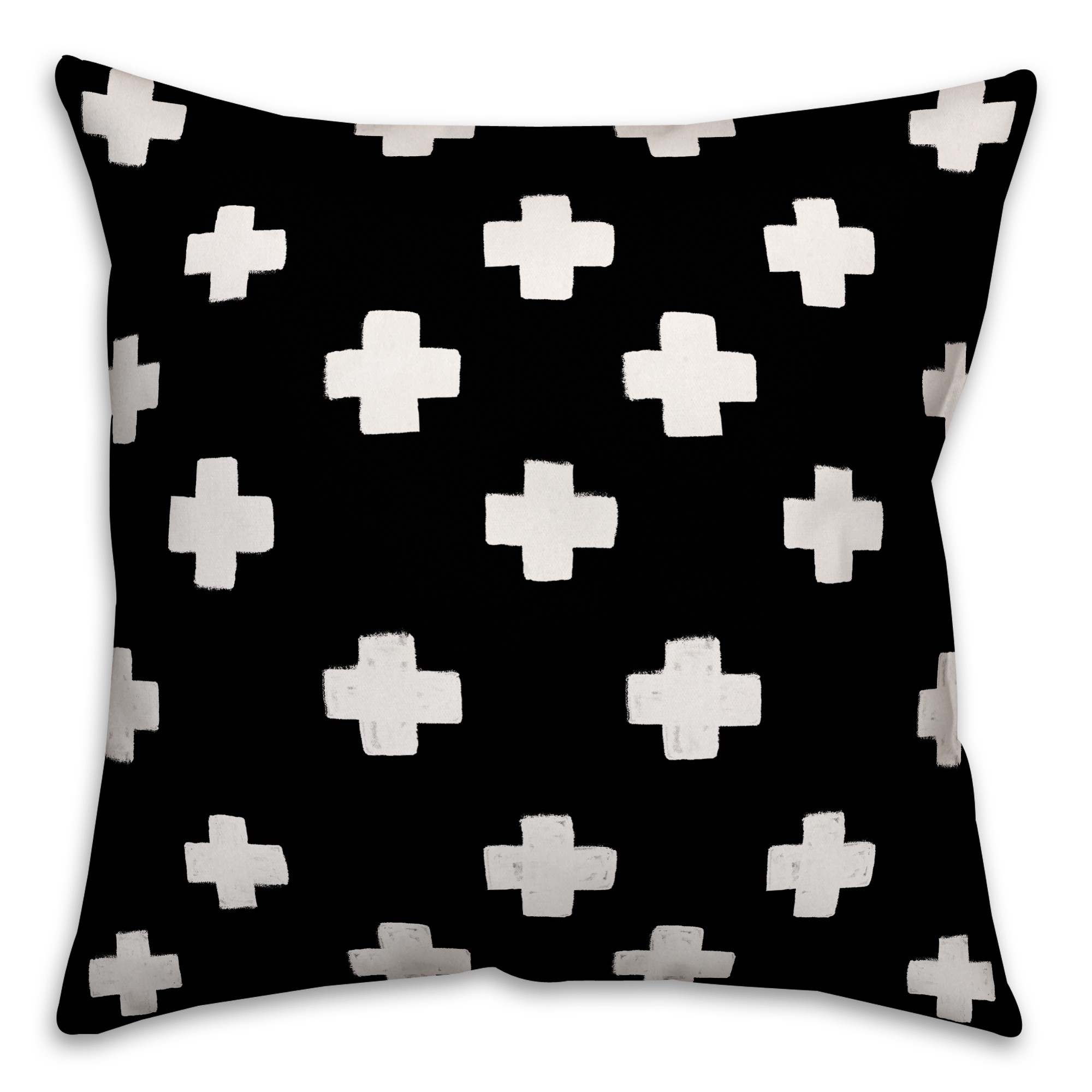 Black Swiss Cross Throw Pillow
