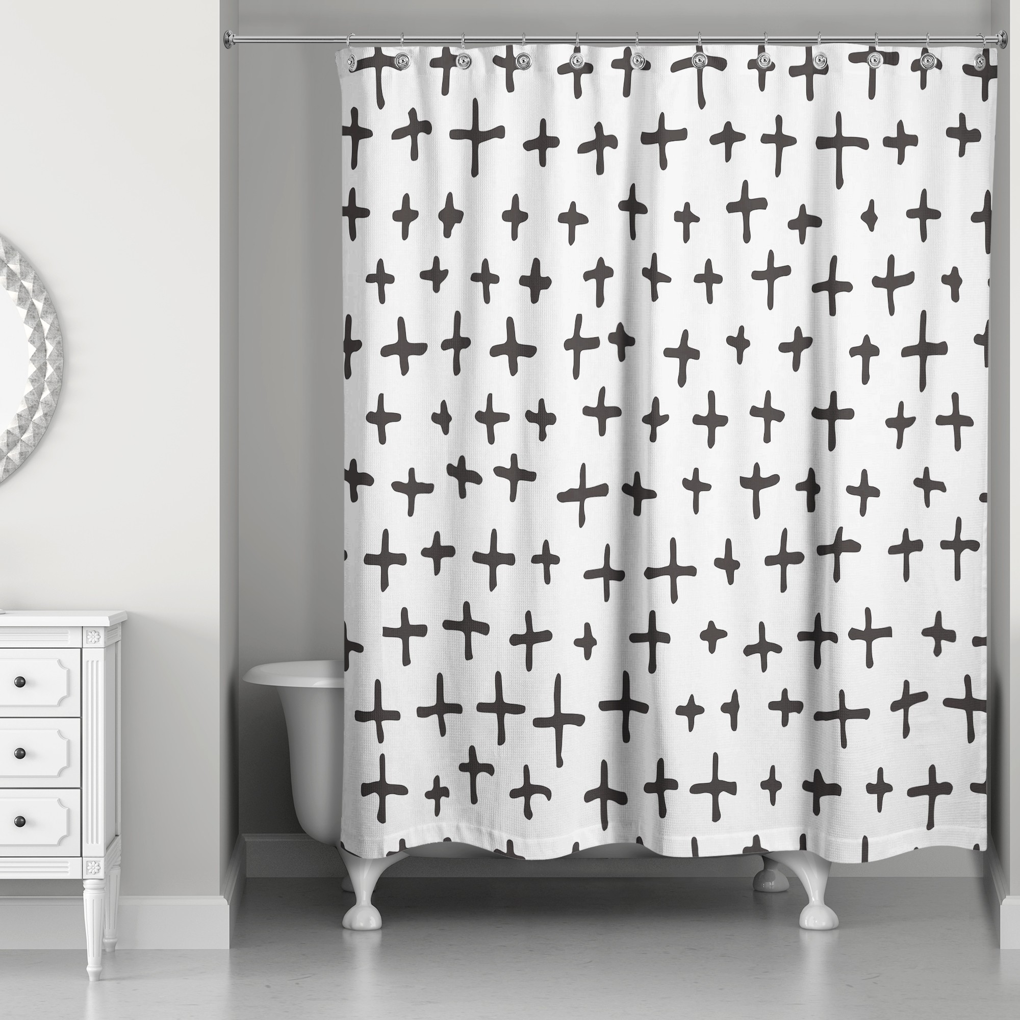 Hand-Drawn Swiss Cross Shower Curtain