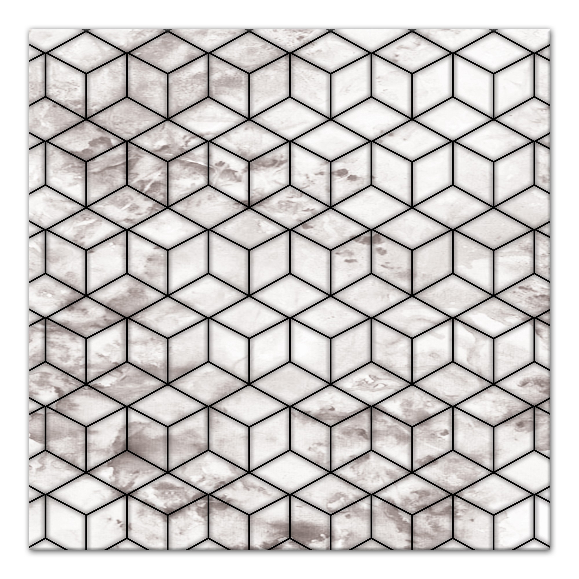 Distressed Geometric Cube Pattern  Wall Art