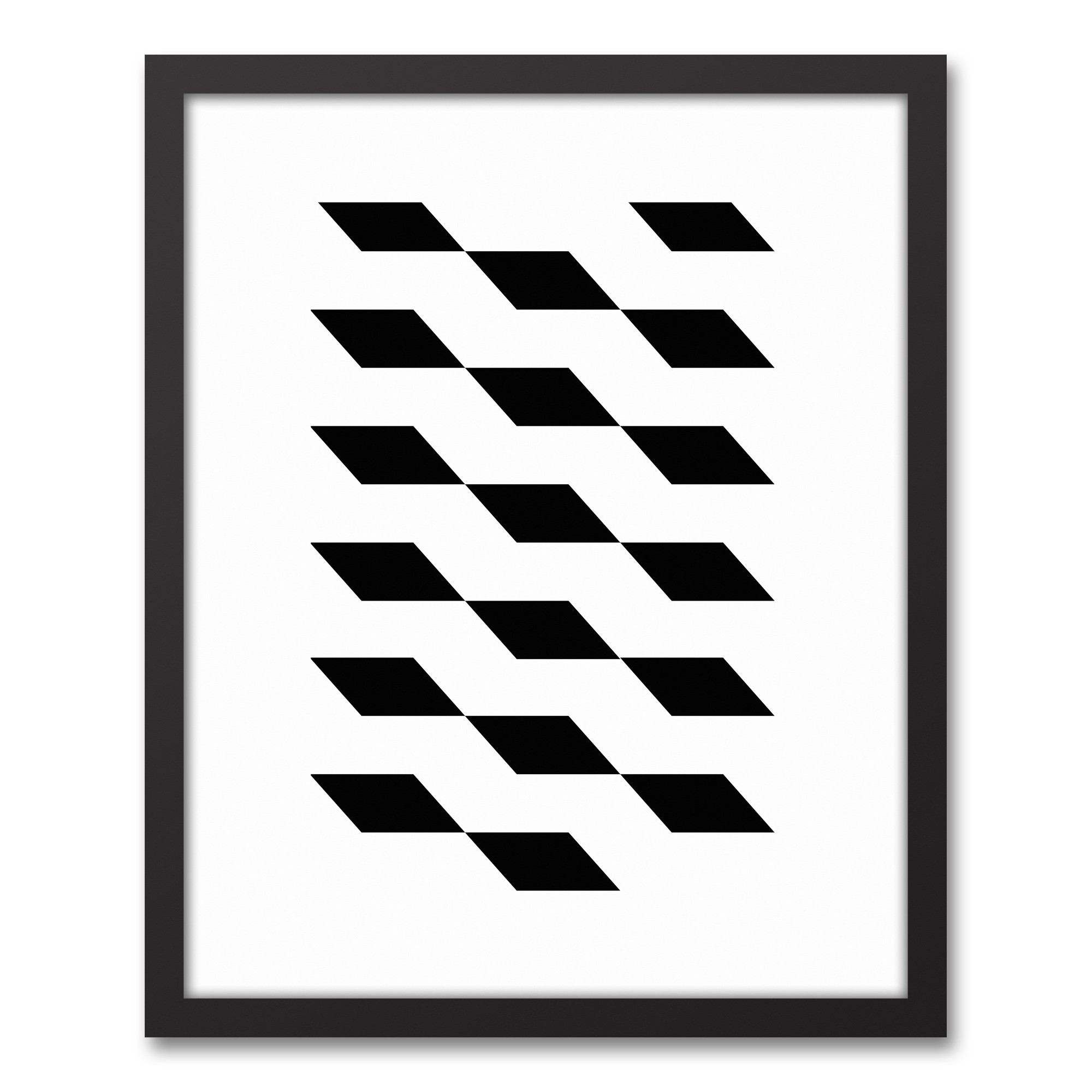 Black Diamond Pattern 16x20 Black Floating Framed Canvas