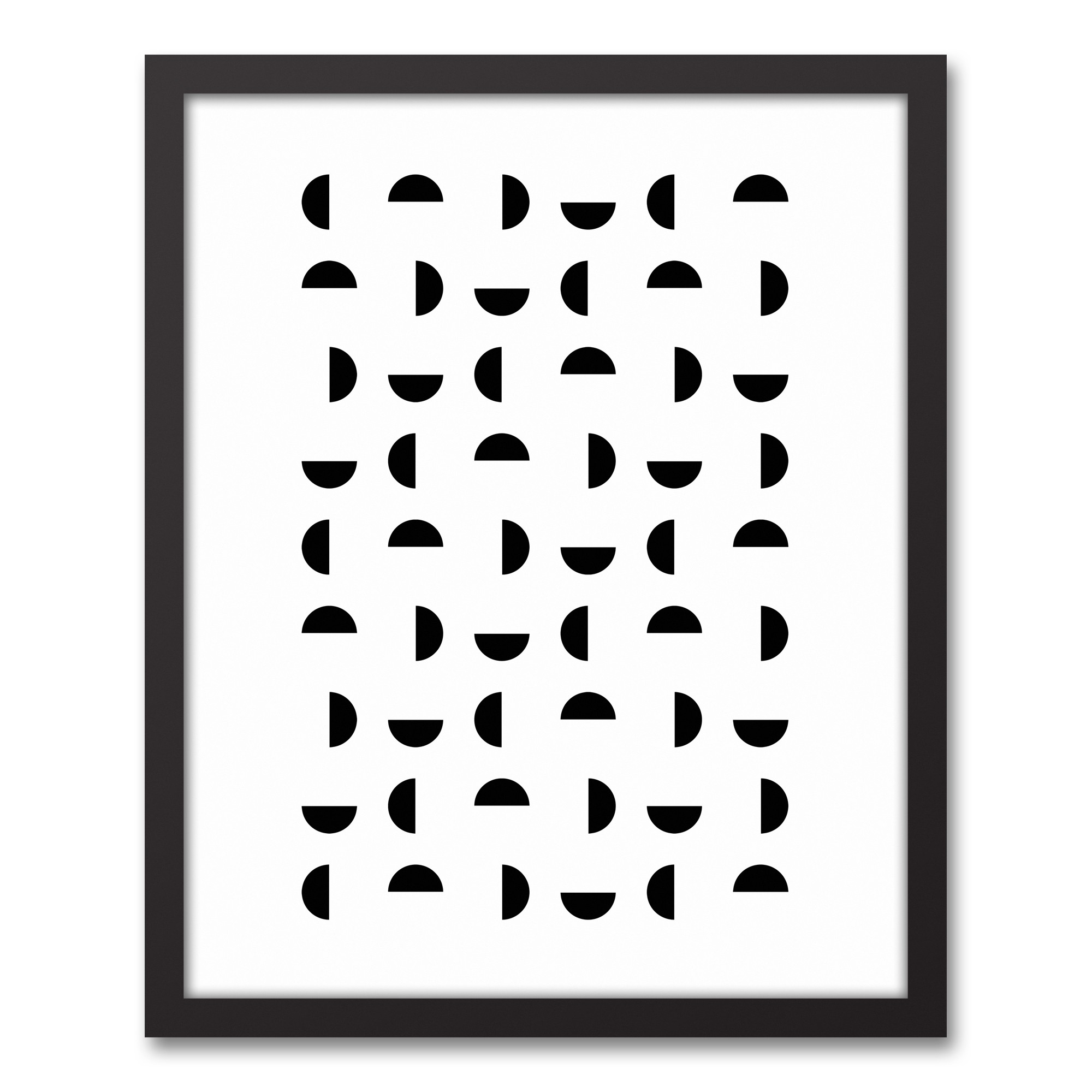 BLACK Half Moon Pattern 16x20 Black Framed Canvas