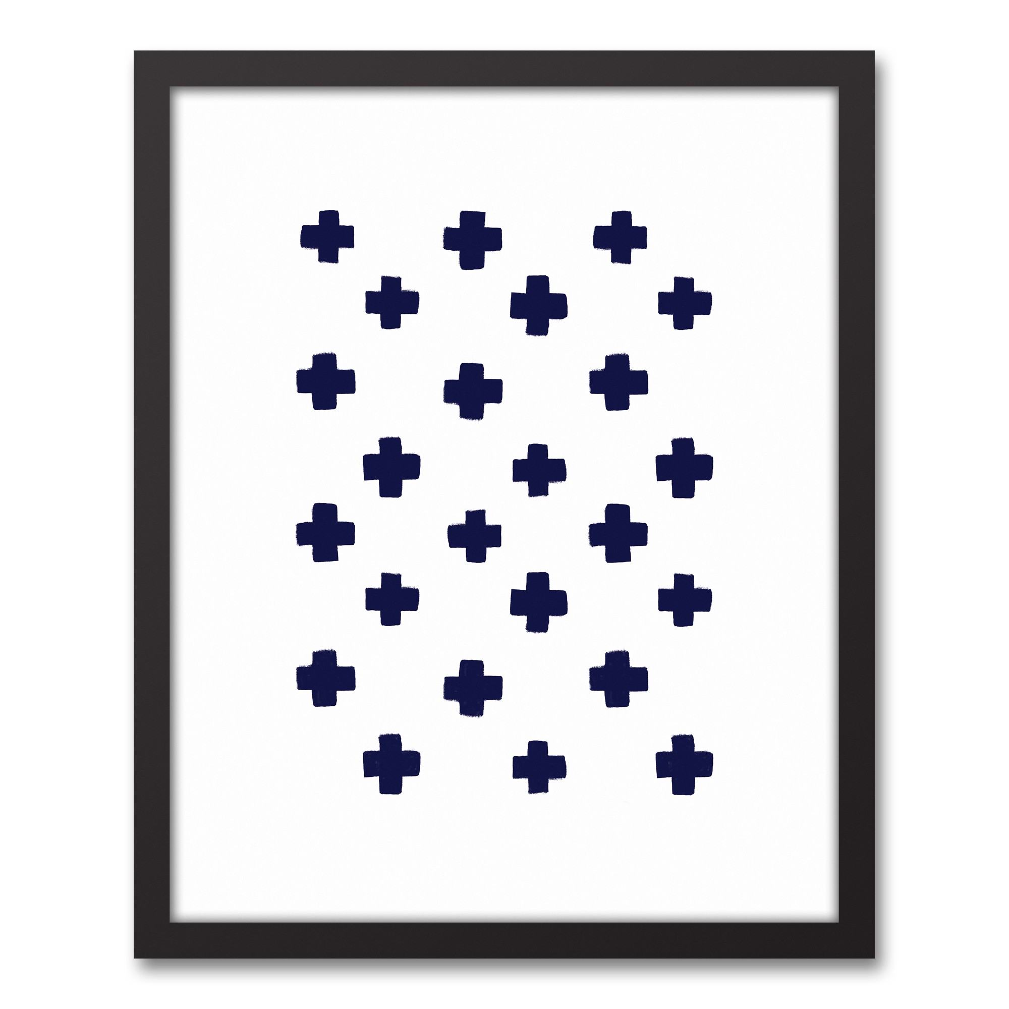 Black Swiss Cross Pattern 16x20 Black Floating Framed Canvas