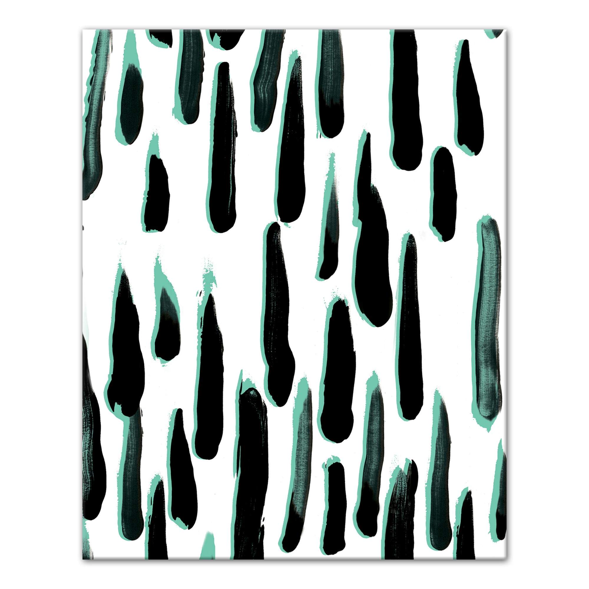 Dark Mint Paint Strokes Wall Art