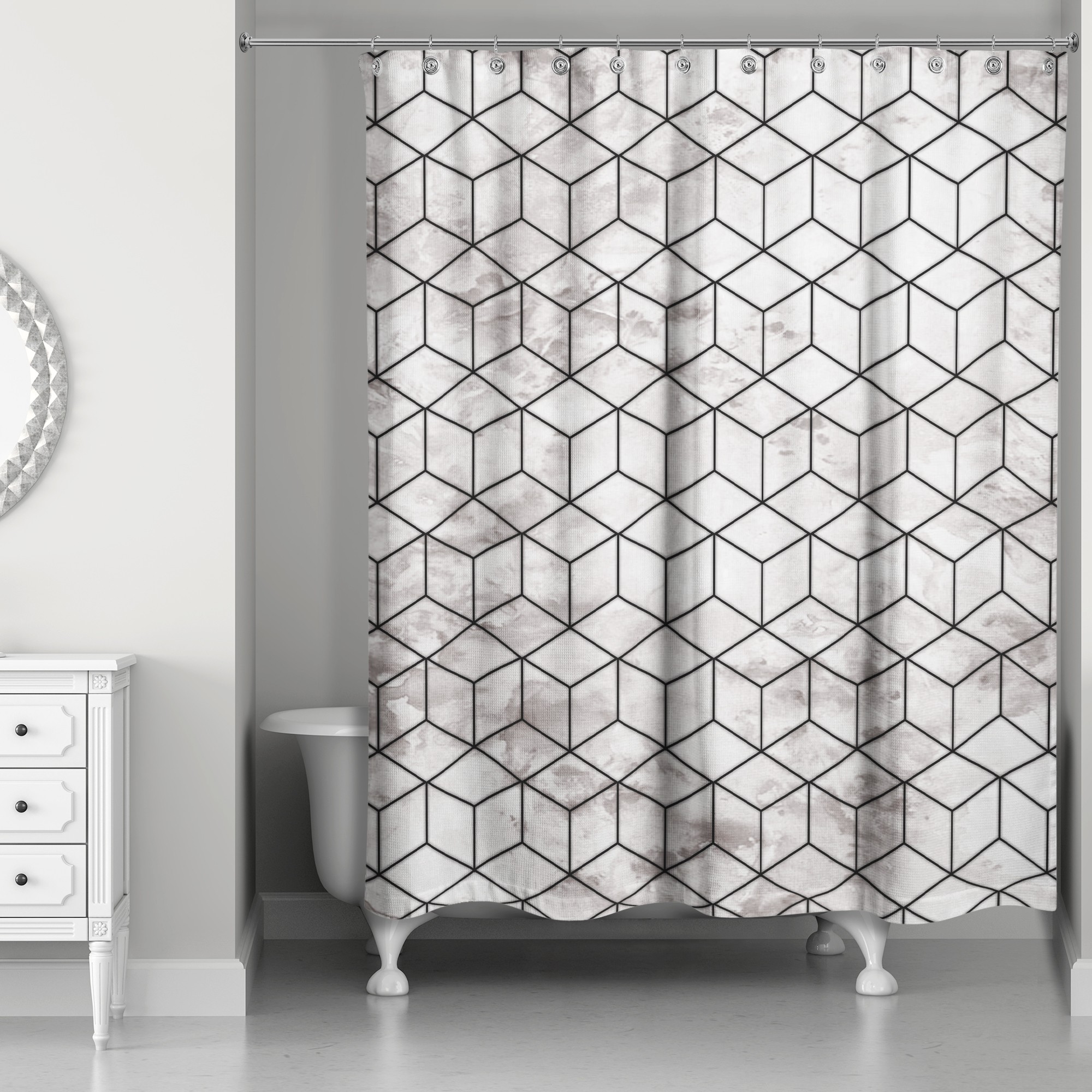 Marble Geometric Cube Shower Curtain
