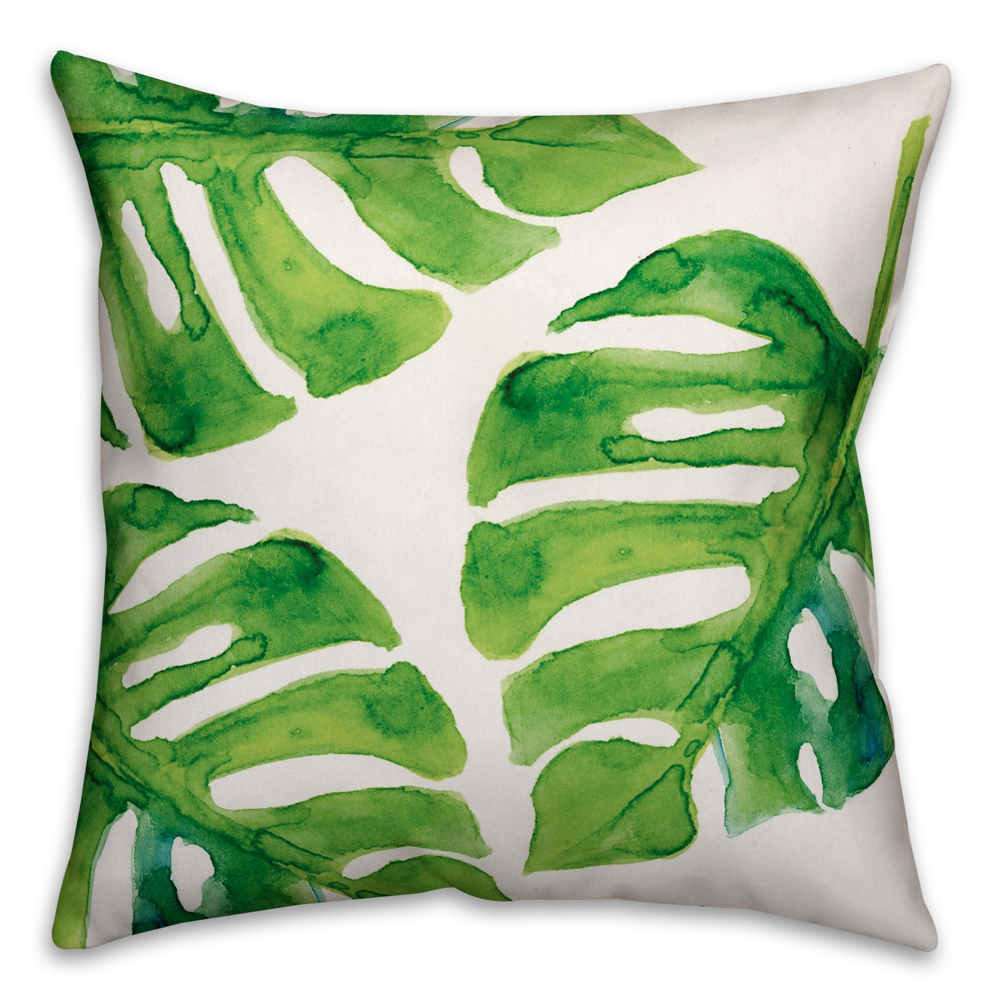 Watercolor Palm Leaf Throw Pillow