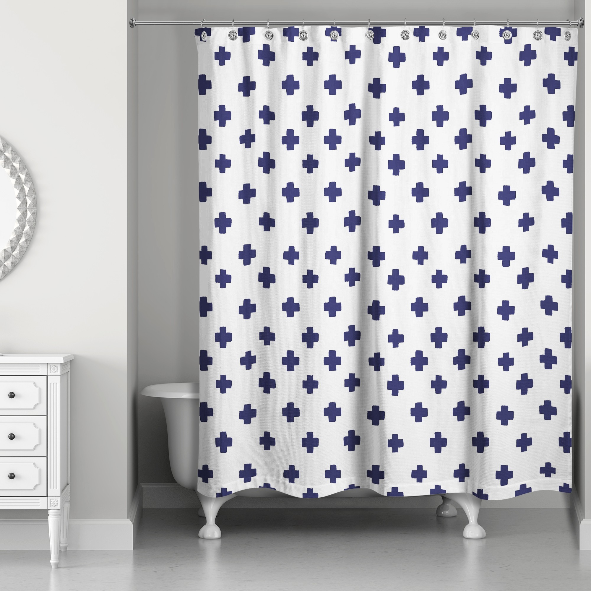 Navy Swiss Cross Shower Curtain