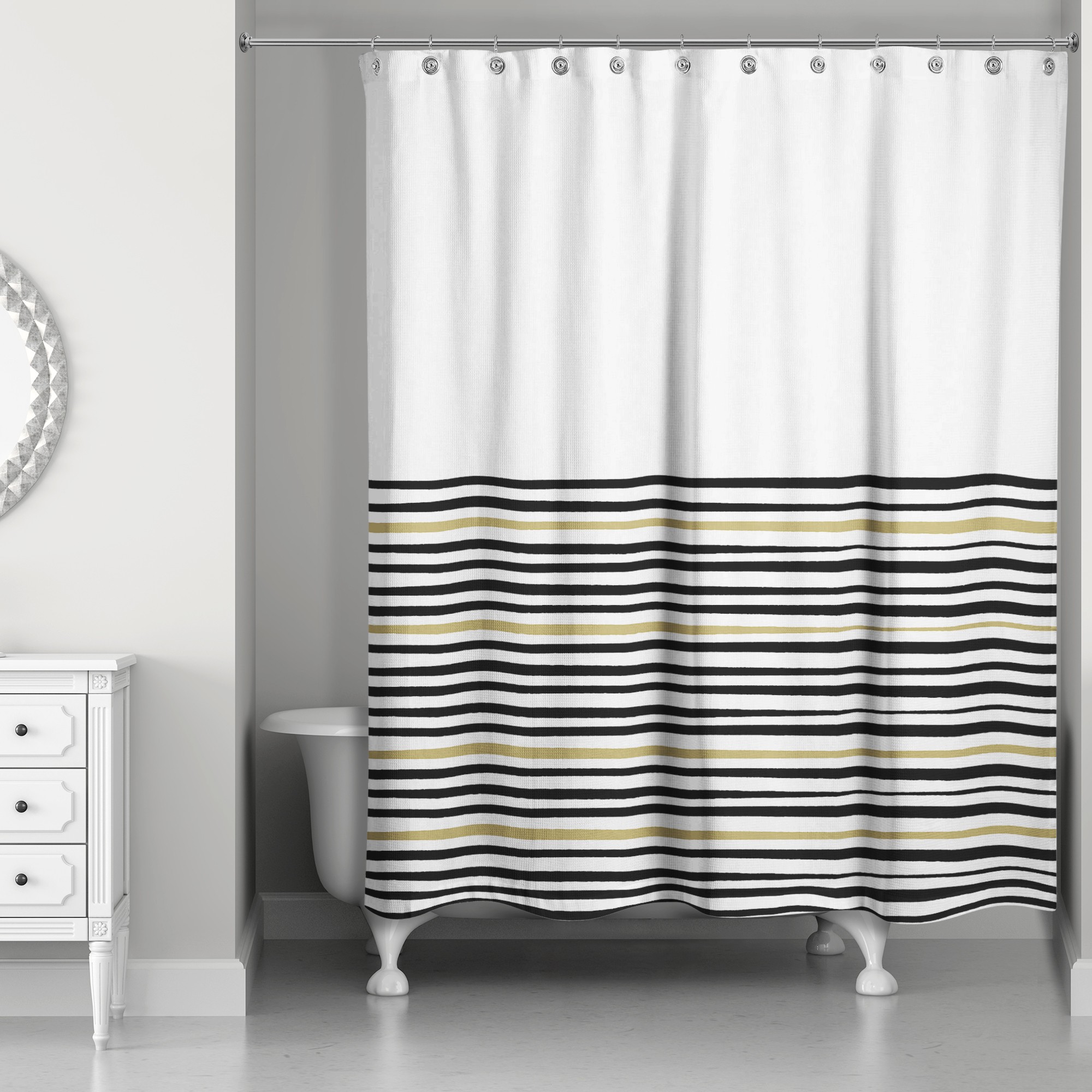 Black and Gold Stripe Shower Curtain