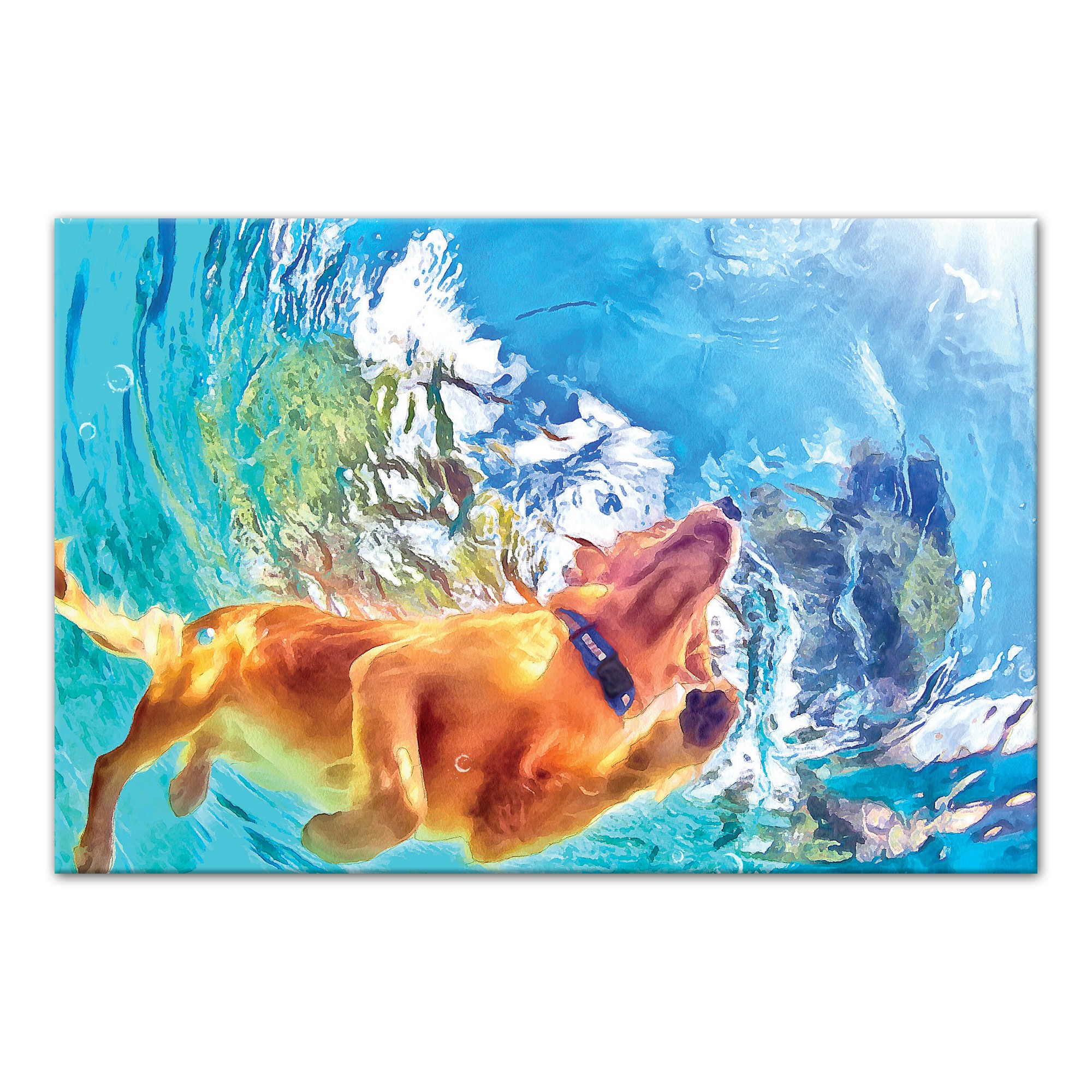 Painted Underwater Dog Wall Art