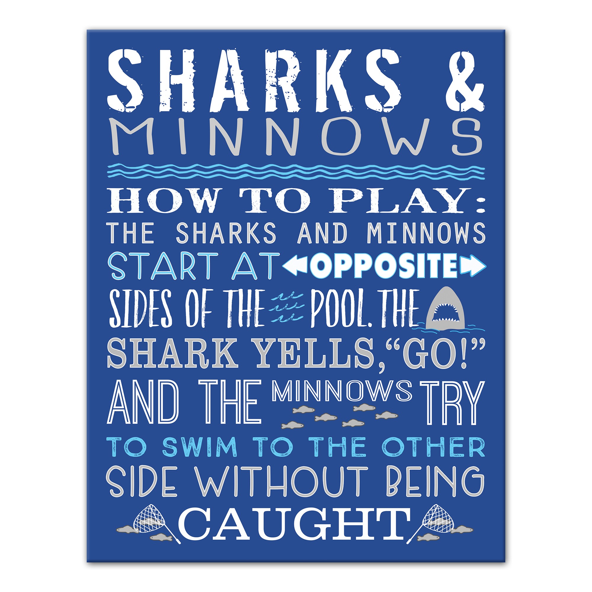 Sharks & Minnows Swimming Pool 11x14 Canvas Wall Art
