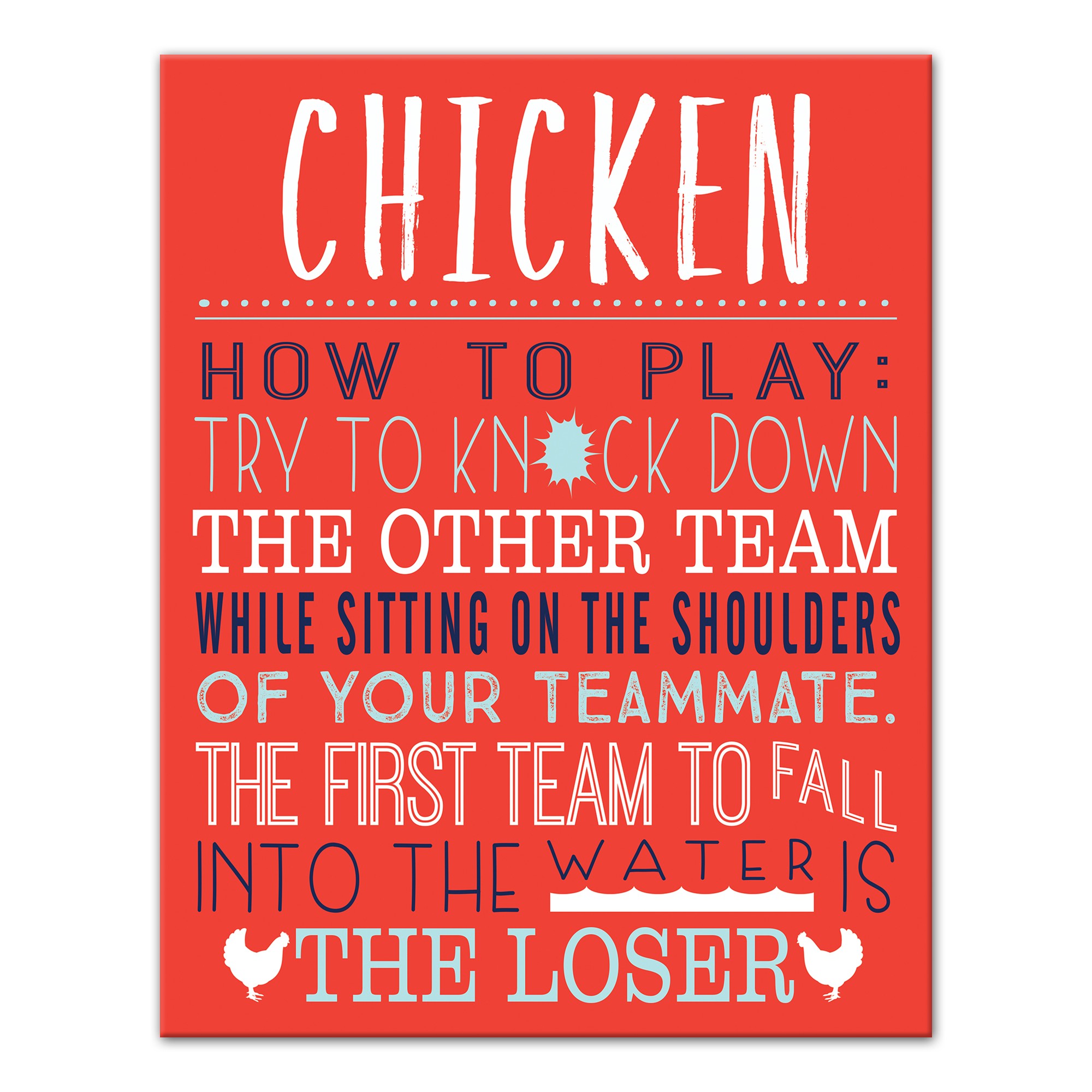 Chicken Swimming Pool 11x14 Canvas Wall Art