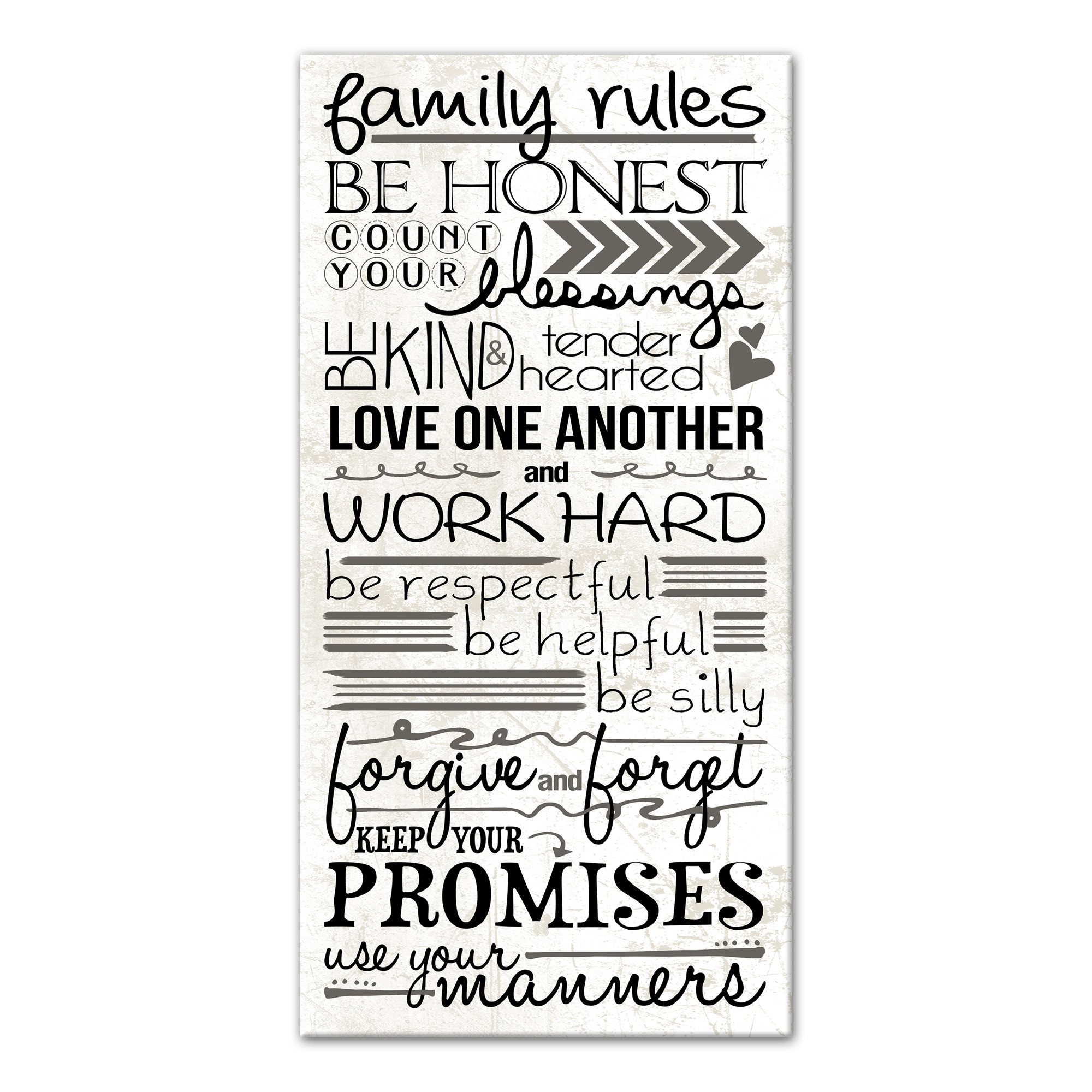 Family Rules  Canvas Wall Art, 10x20