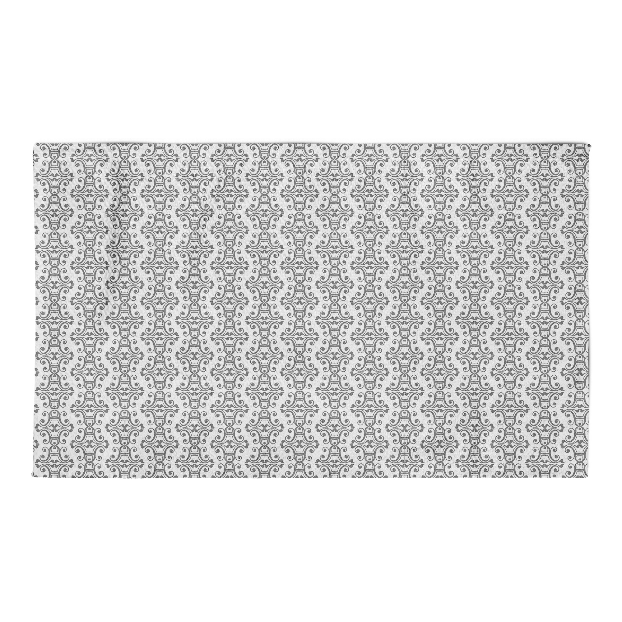 Black and White Damask Area Rug