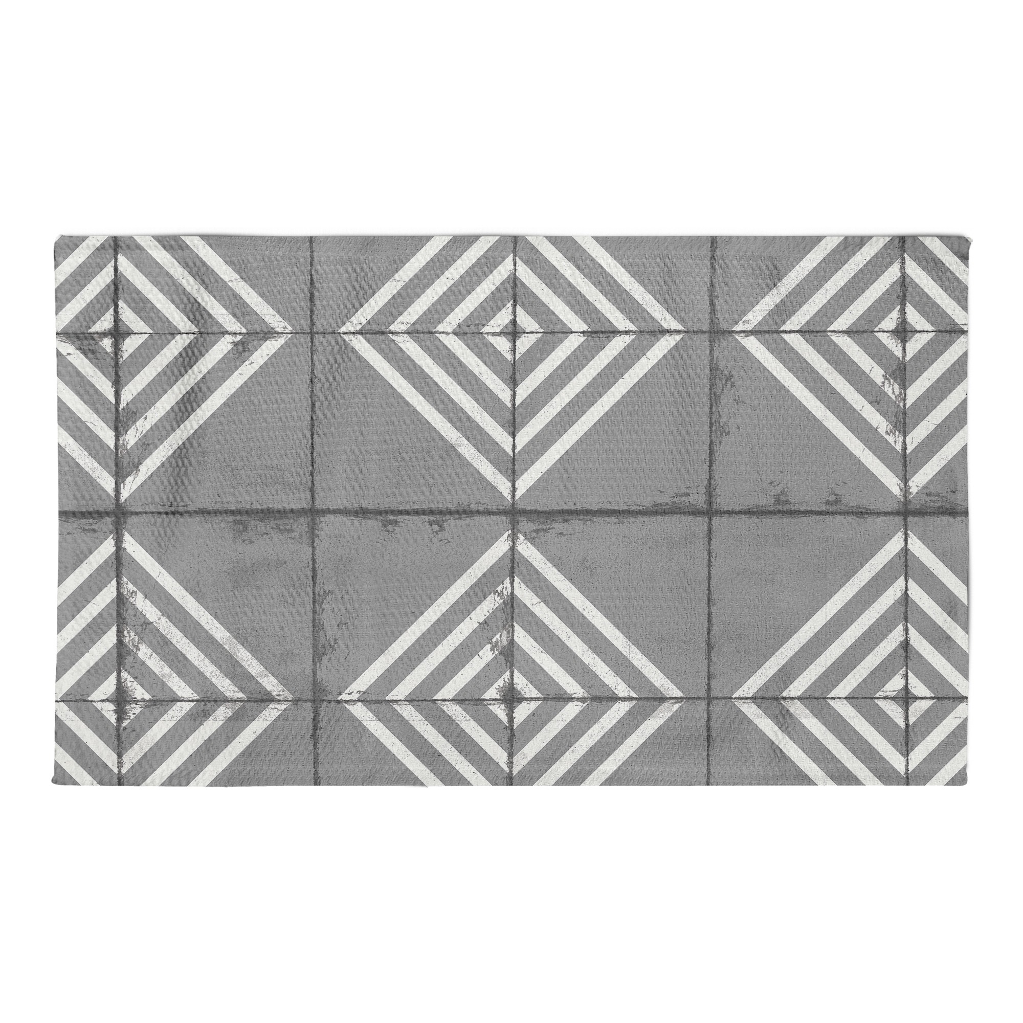 Distressed Gray Diamond Area Rug