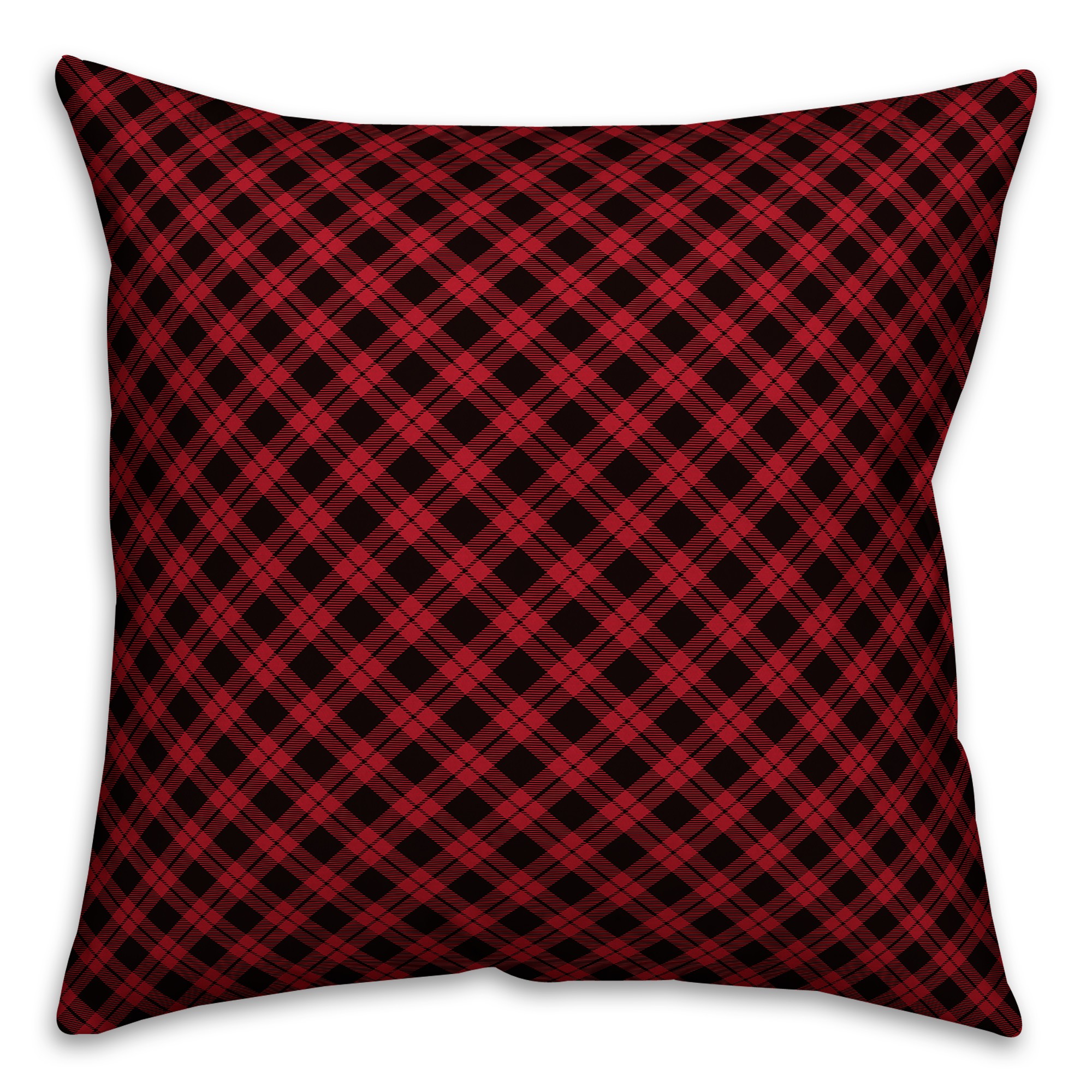 Red and Black Gingham Buffalo Check Plaid Pillow