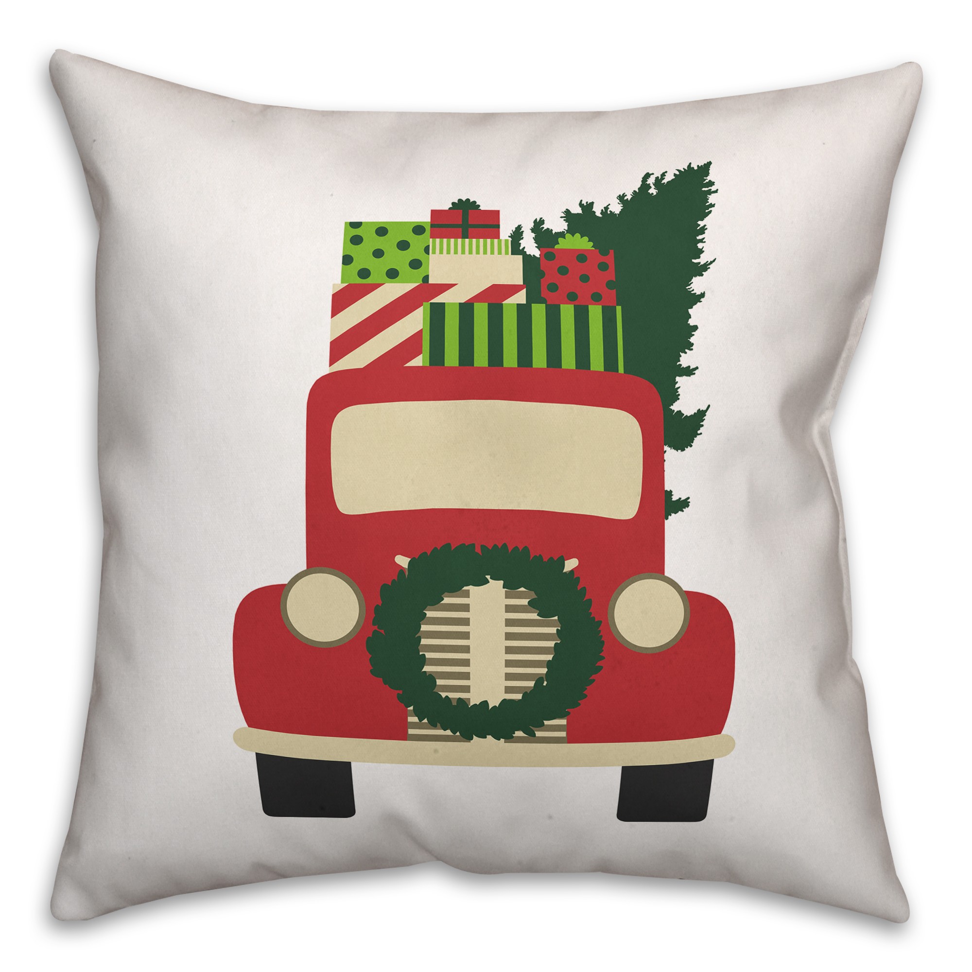 Vintage Christmas Truck Pillow