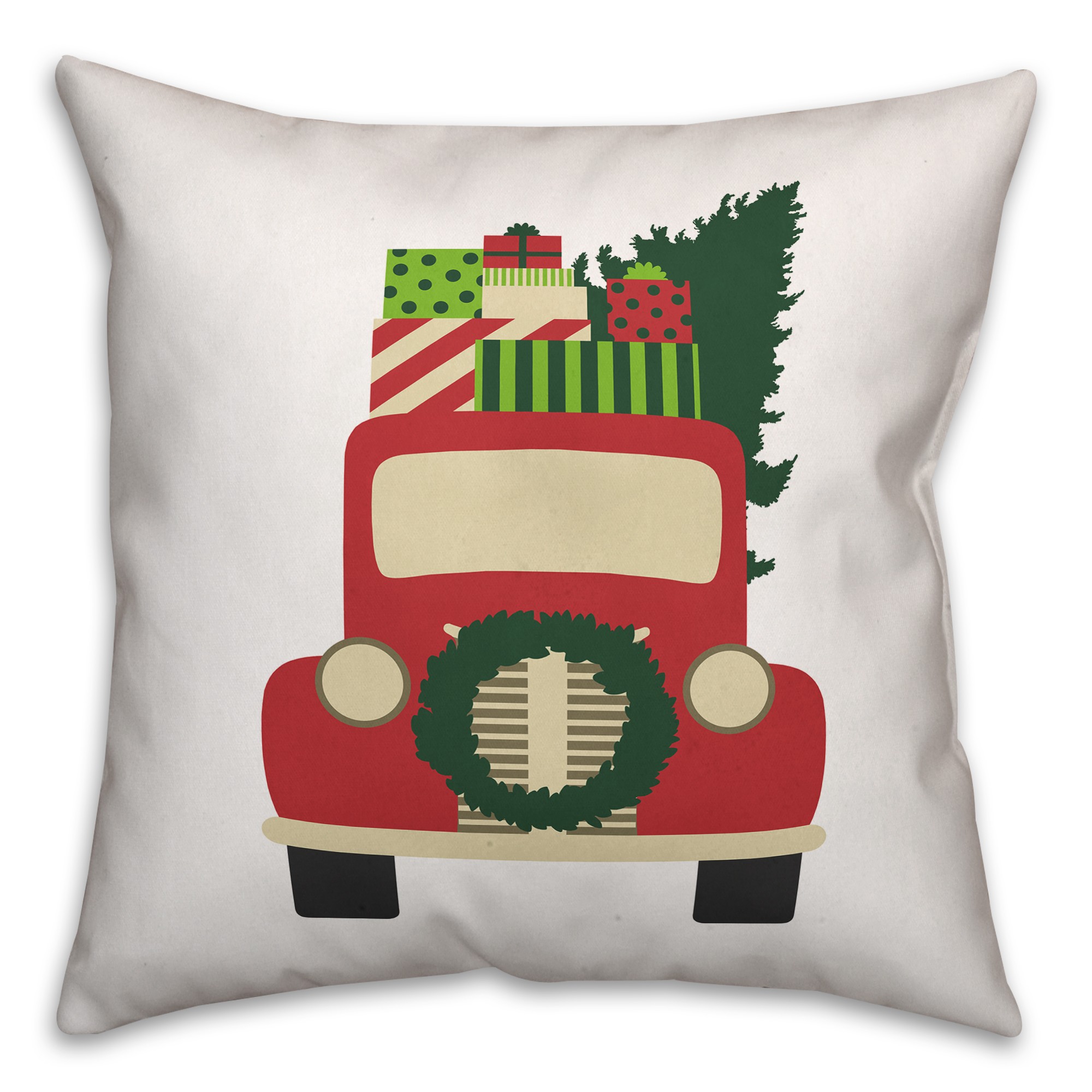 Vintage Christmas Truck Pillow