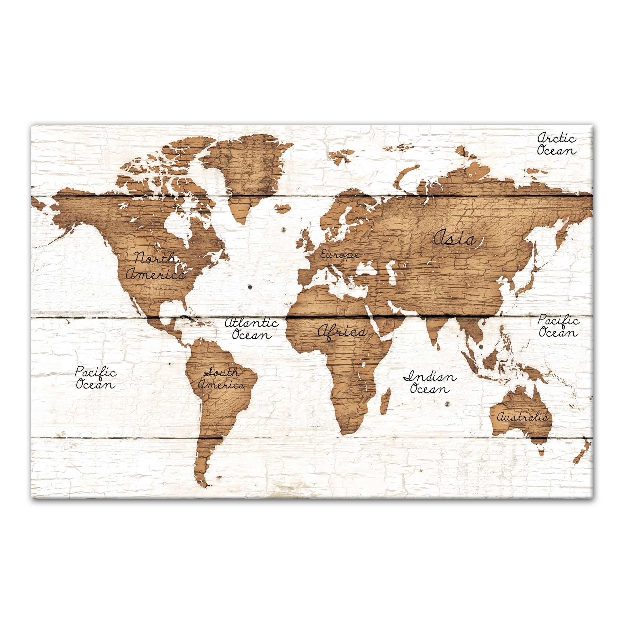 Distressed Wood World Map