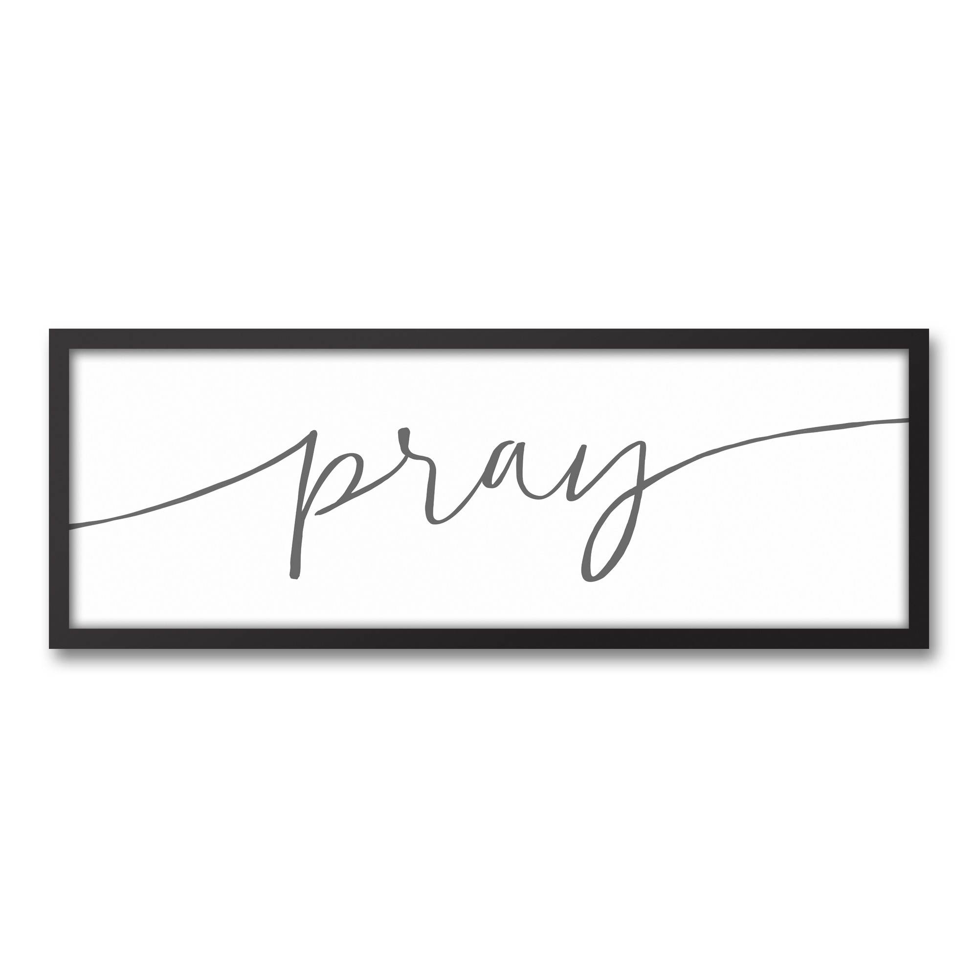 Pray Script 12x36 Black Framed Canvas