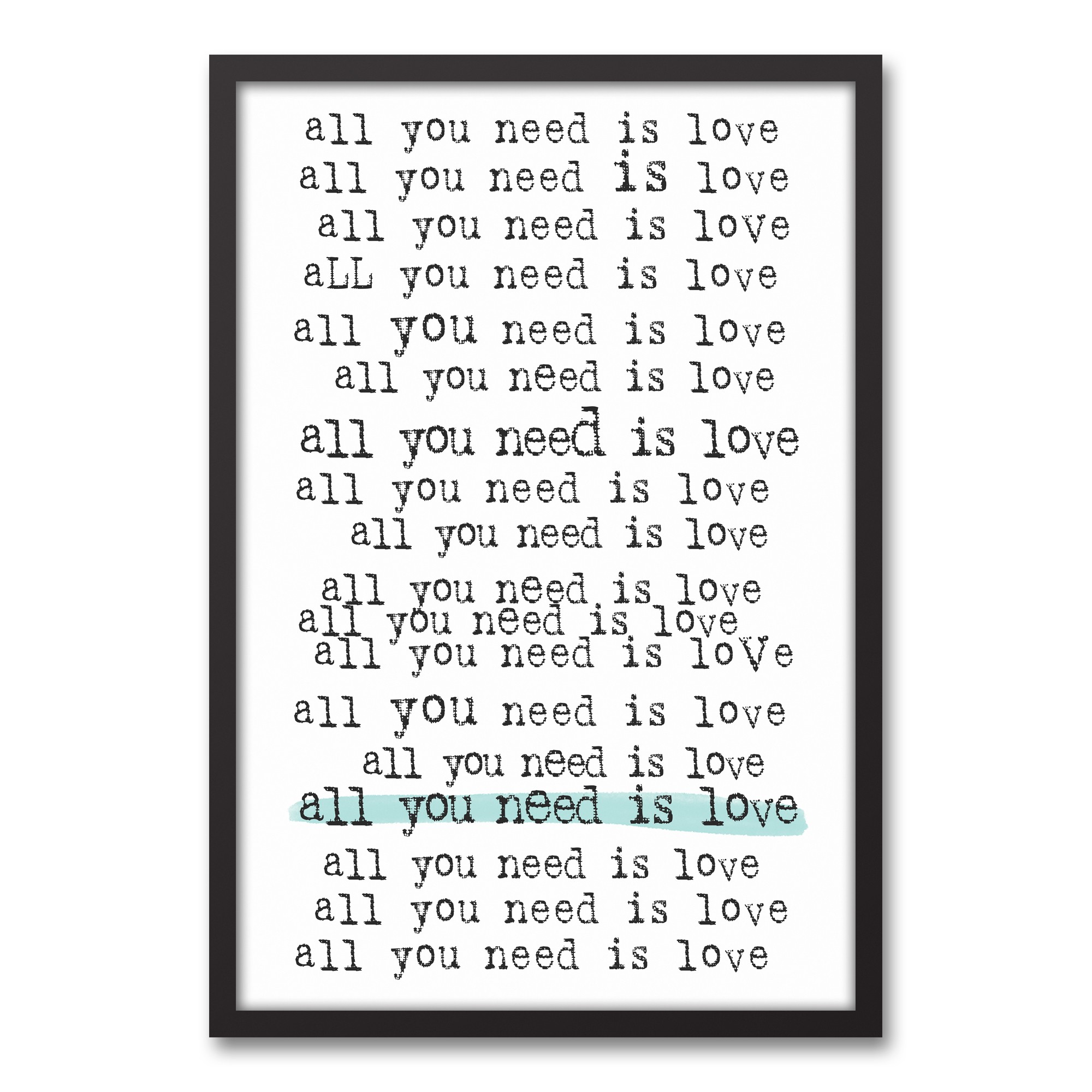 All You Need is Love 20x30 Black Framed Canvas