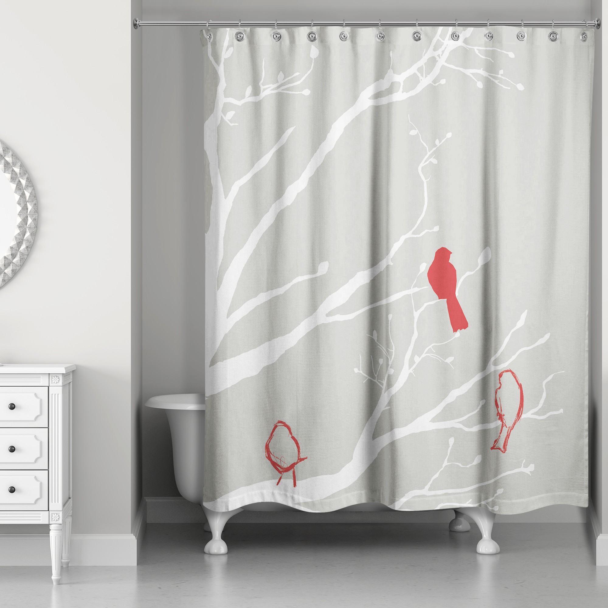 Winter Cardinals 71x74 Shower Curtain