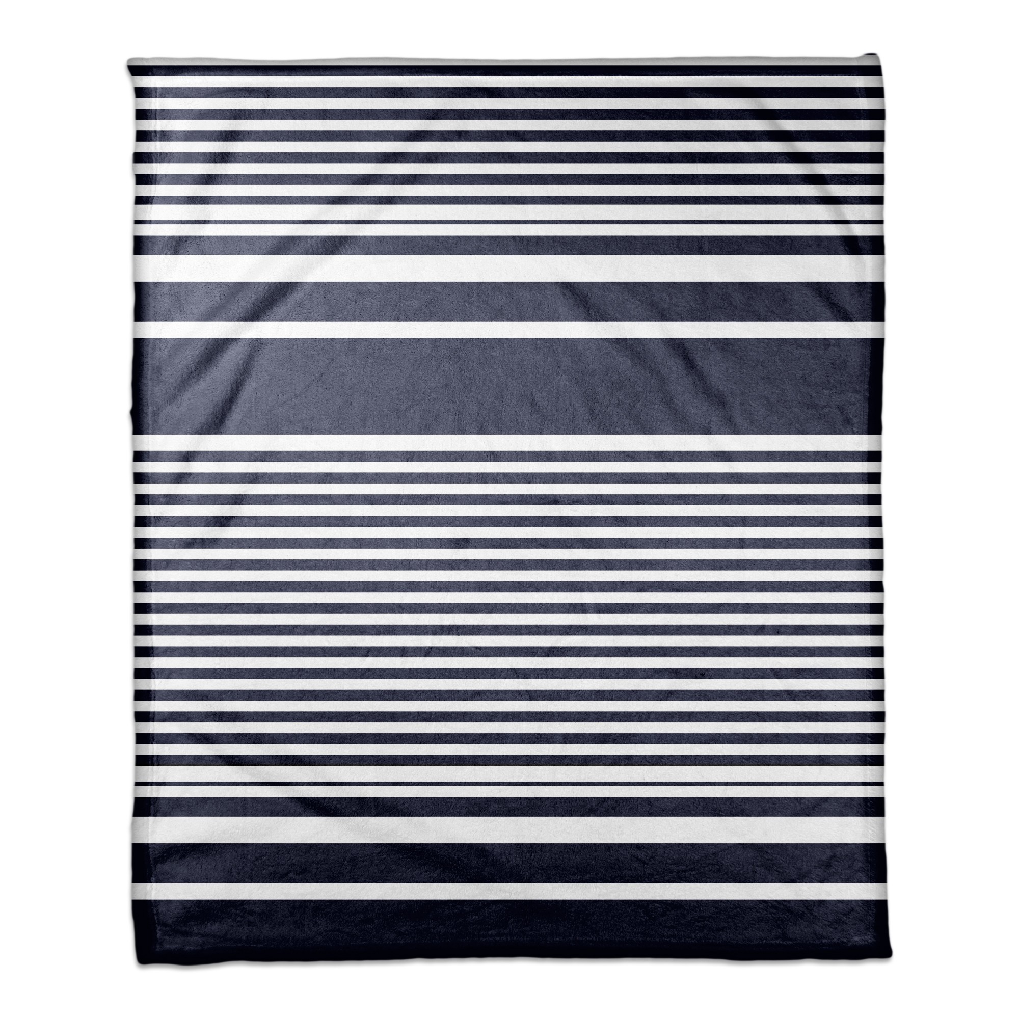 Navy Stripes Coral Fleece Blanket