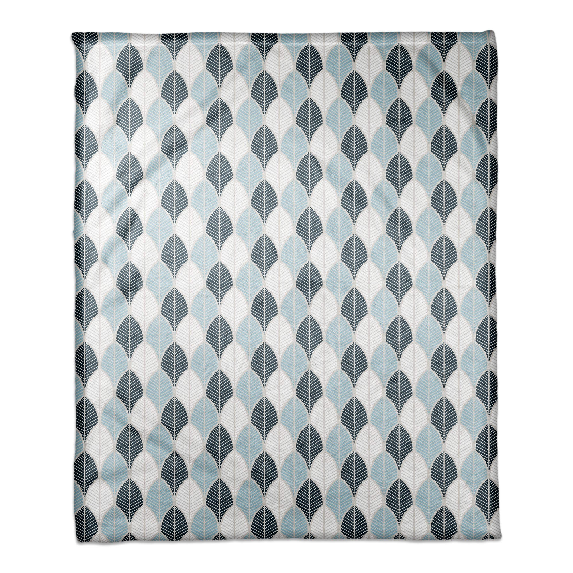 Blue Toned Leaves Coral Fleece Blanket
