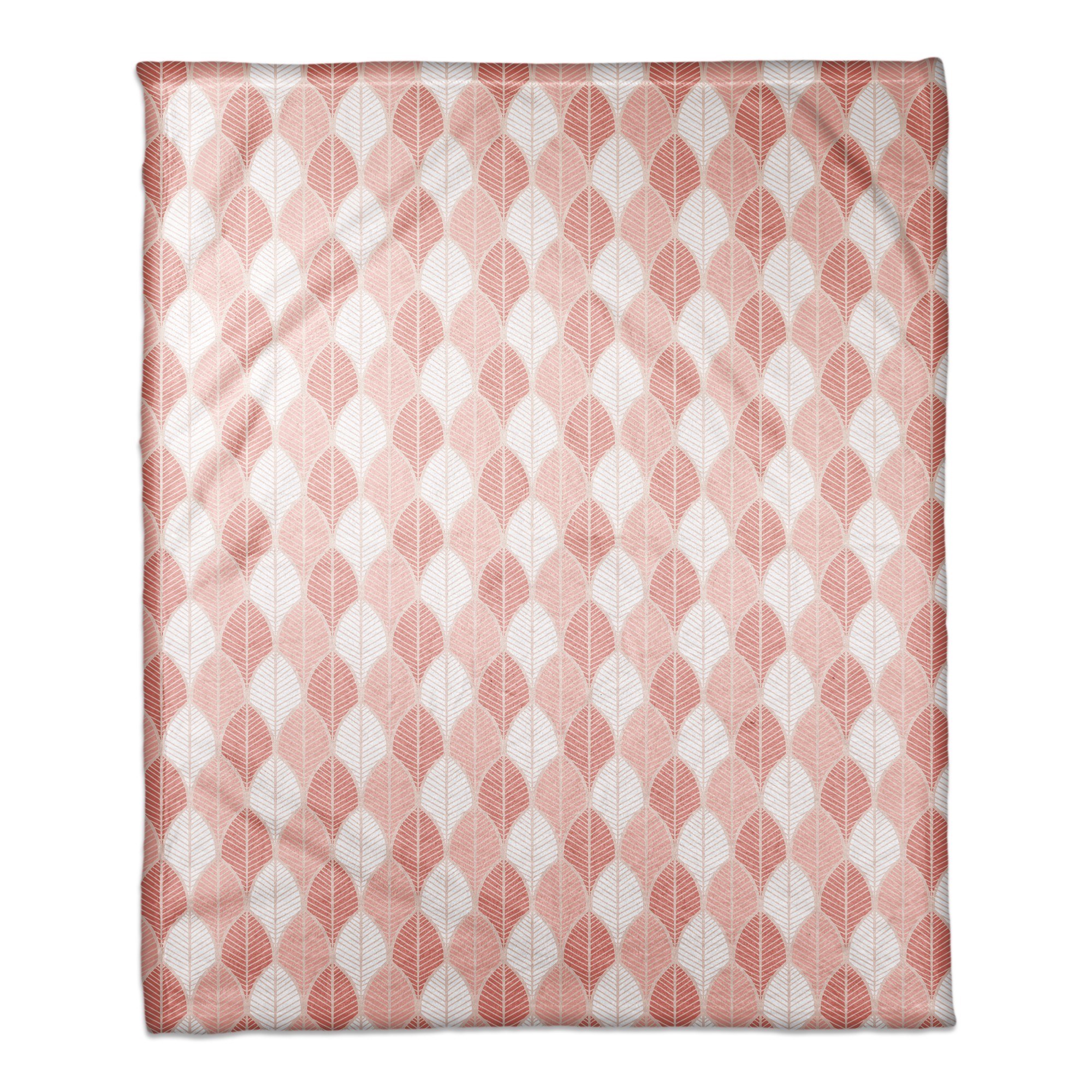 Pink Toned Leaves Coral Fleece Blanket