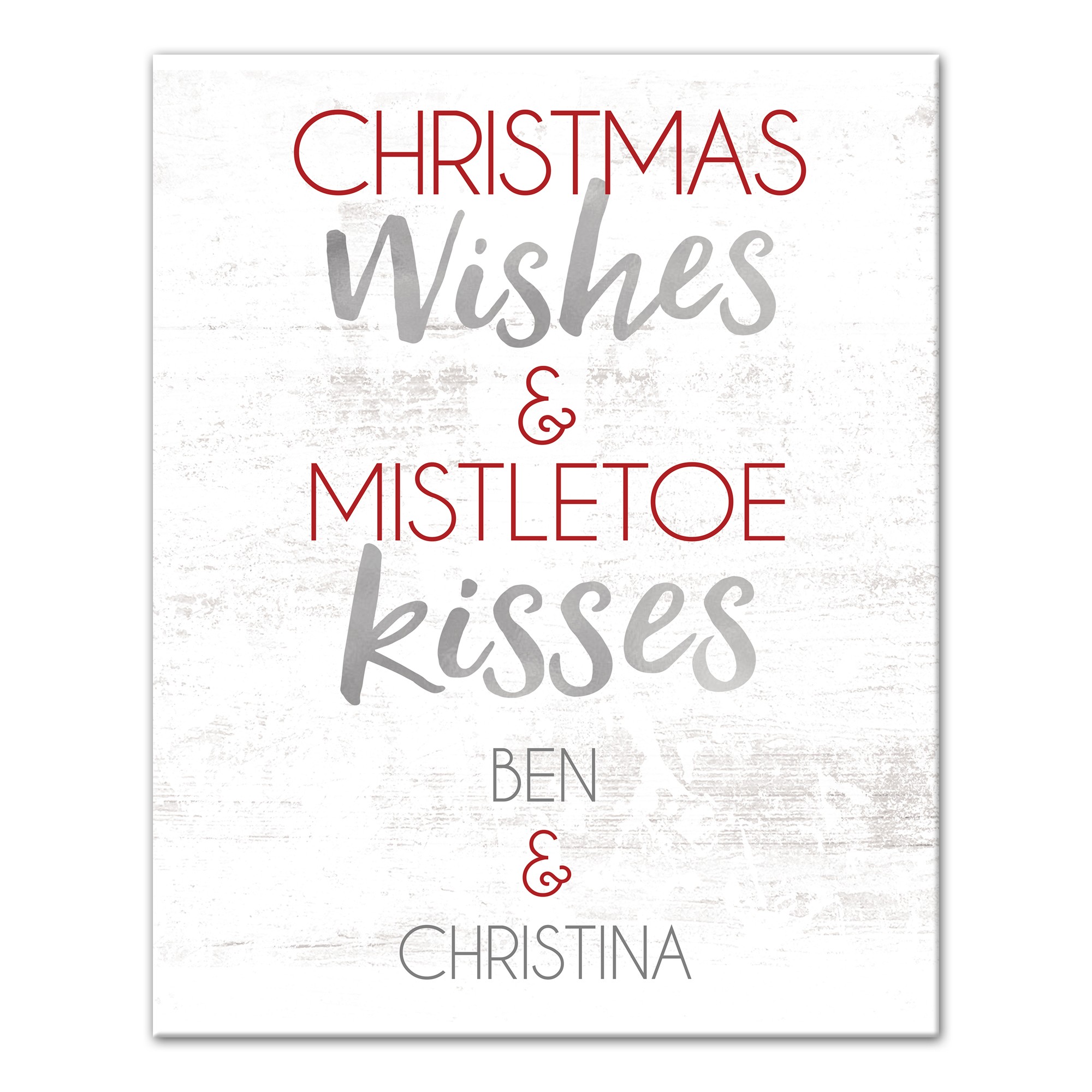 Christmas Wishes and Kisses 16x20 Personalized Canvas Wall Art
