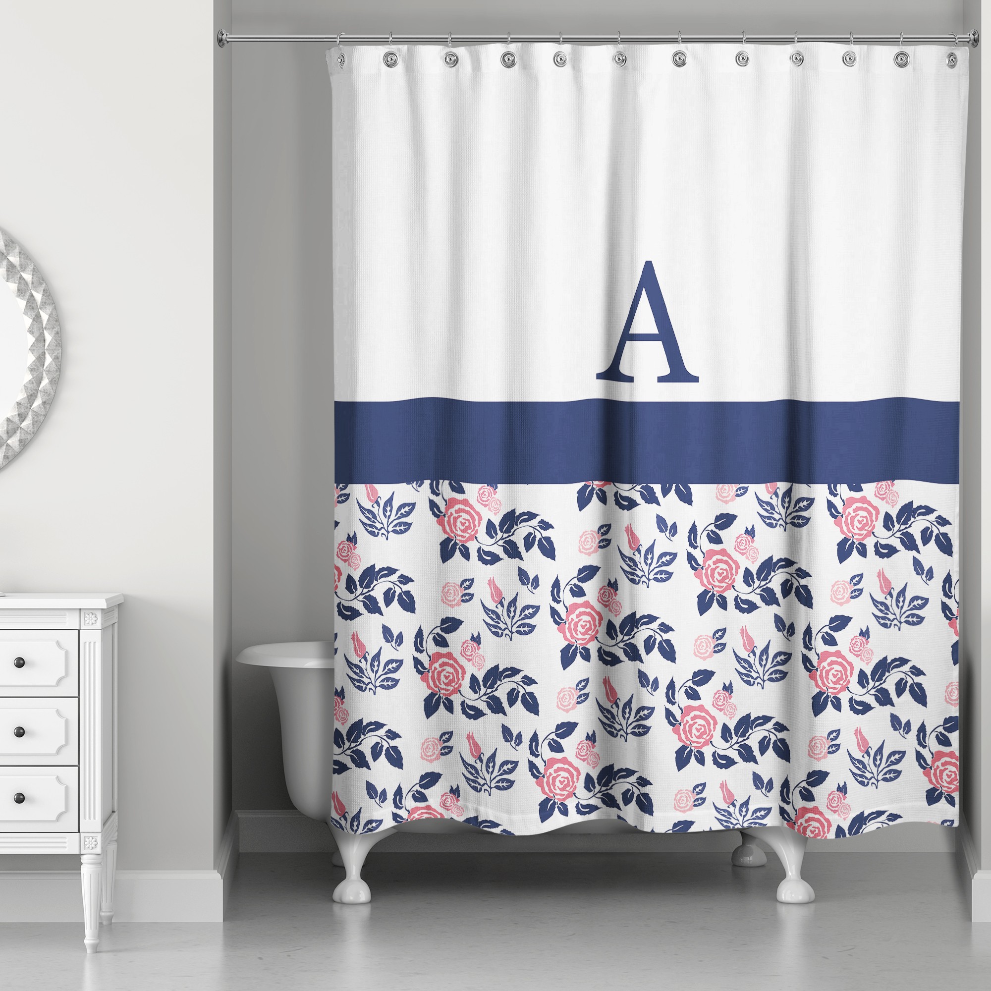 Pink Rose 71x74 Personalized Shower Curtain