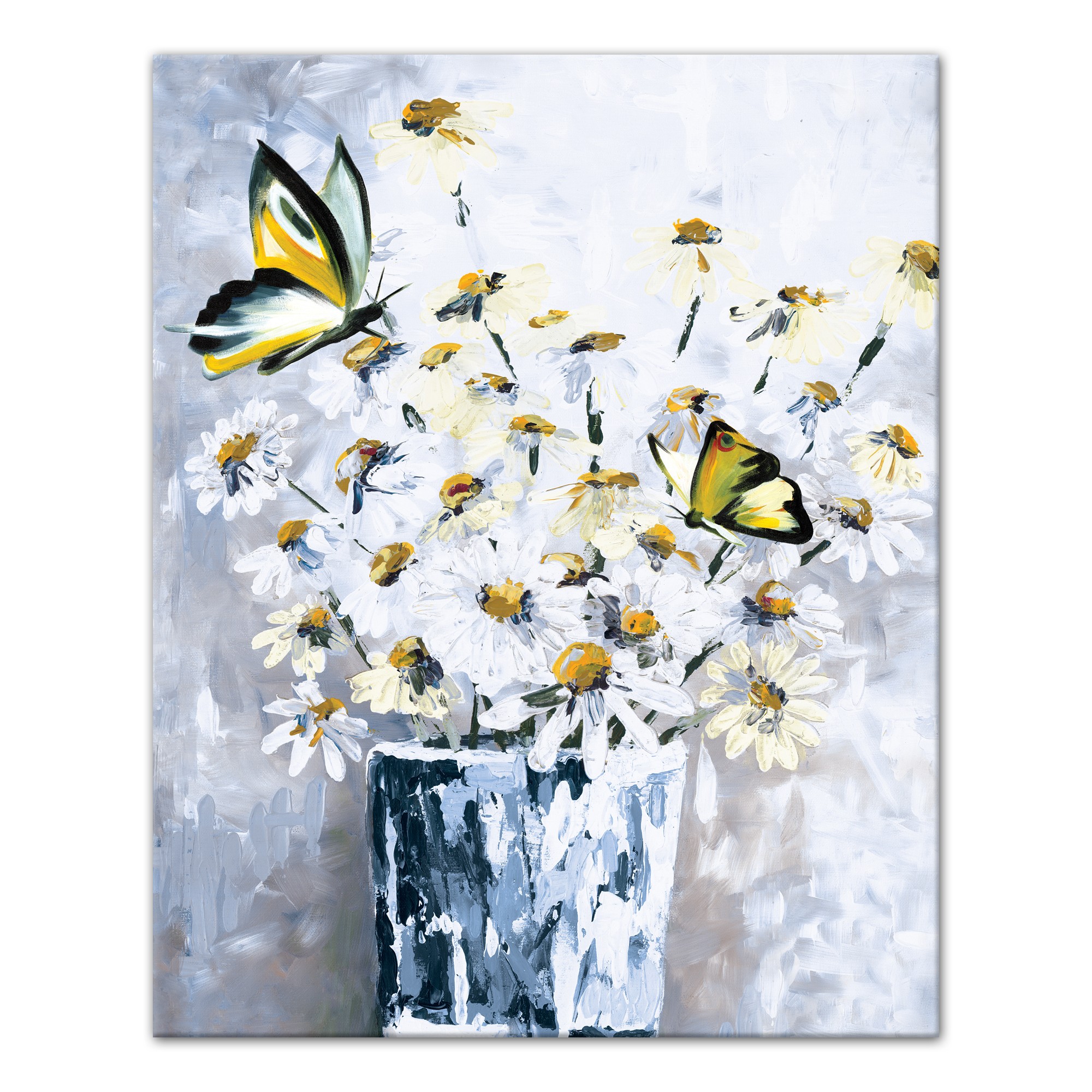 Yellow Butterflies and Daisies Wall Art