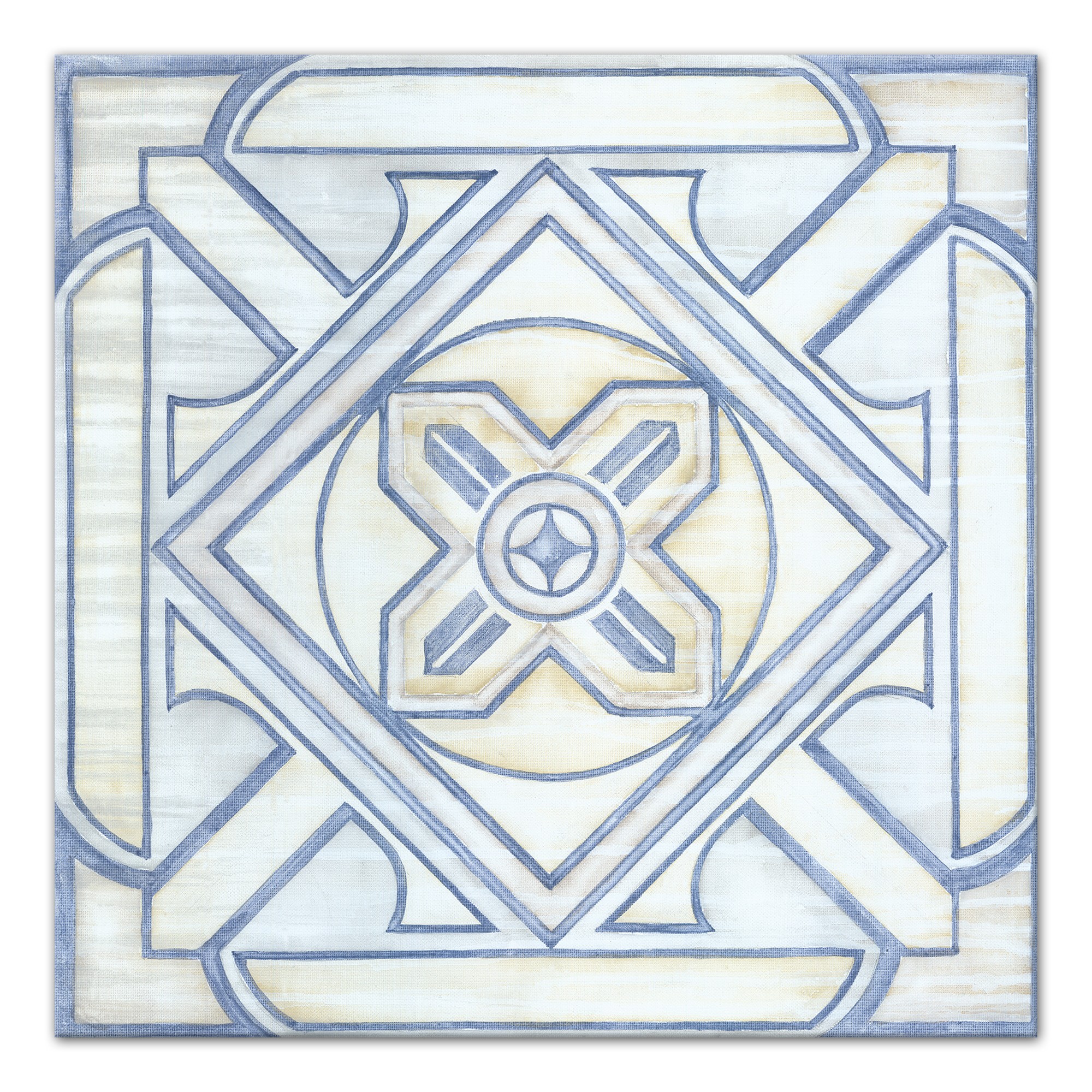Blue and White Watercolor Tile Wall Art