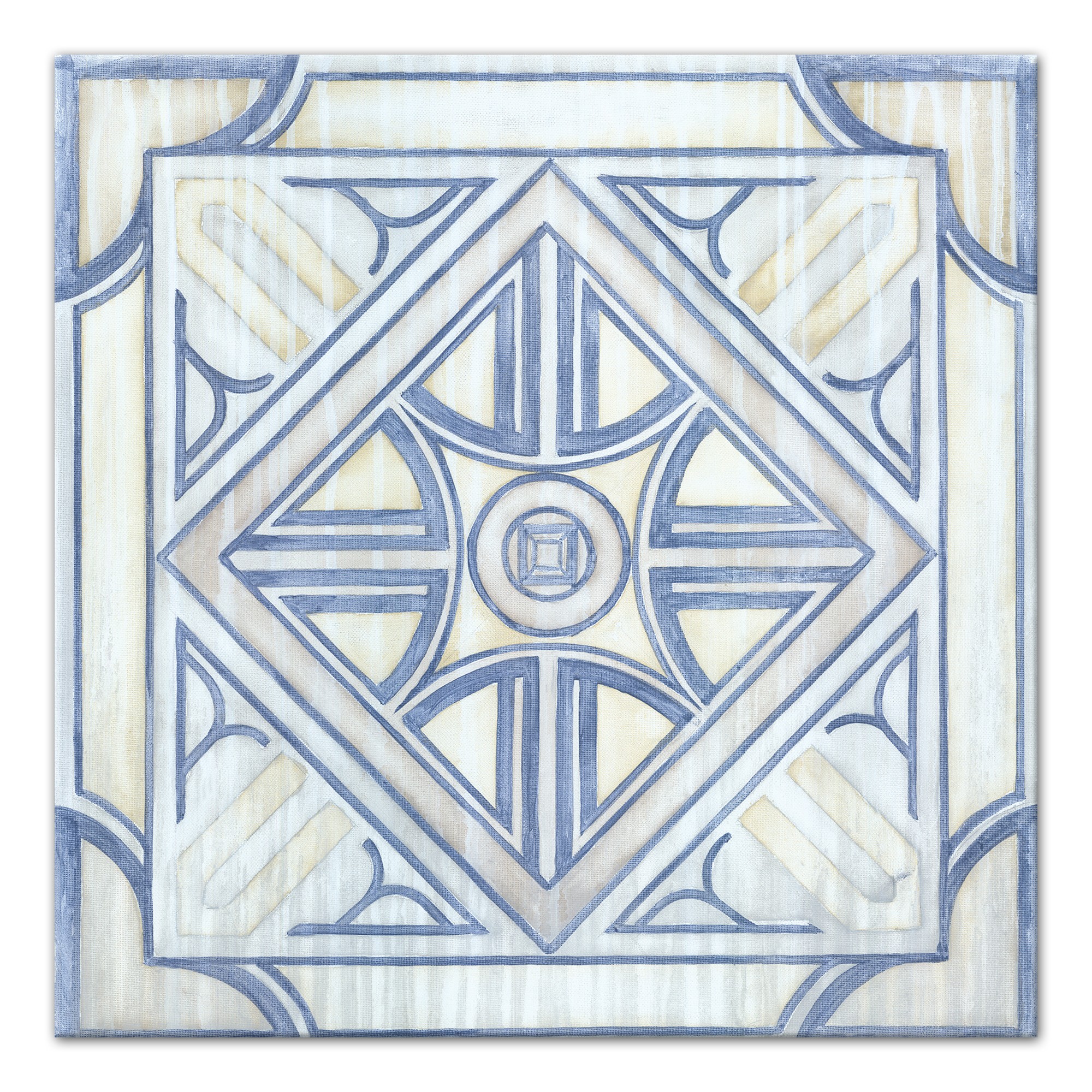 Blue and White Watercolor Tile Wall Art