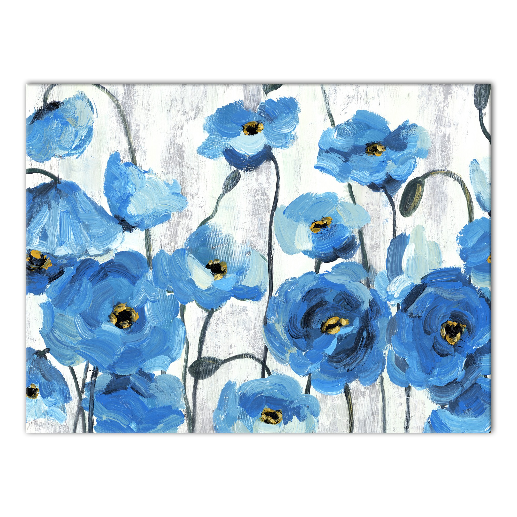 Designs Direct Creative Group Blue Poppies on White Wall Art