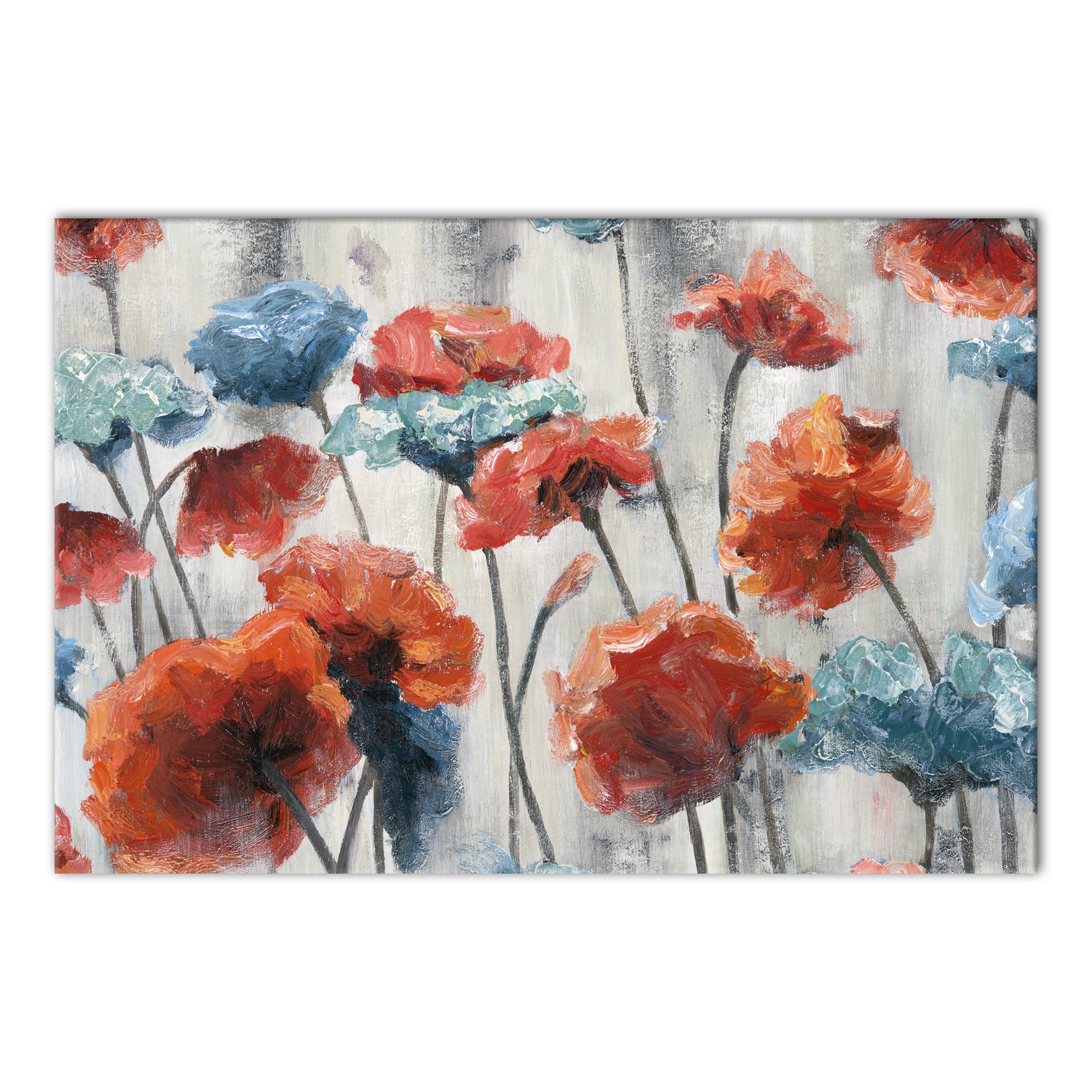 Designs Direct Creative Group Blue and Red Flowers on Gray Wall Art