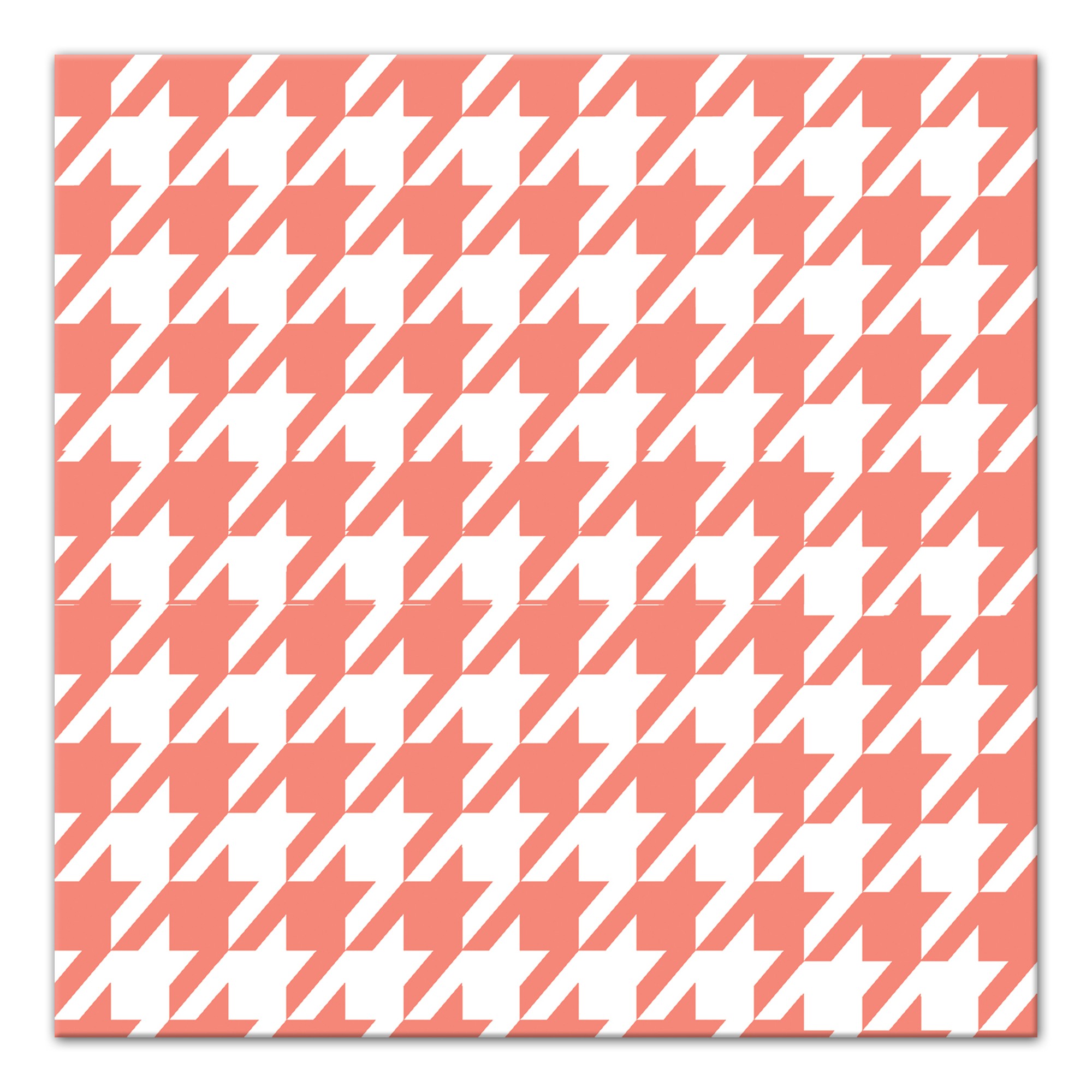 Coral Houndstooth  12x12 Canvas Wall Art