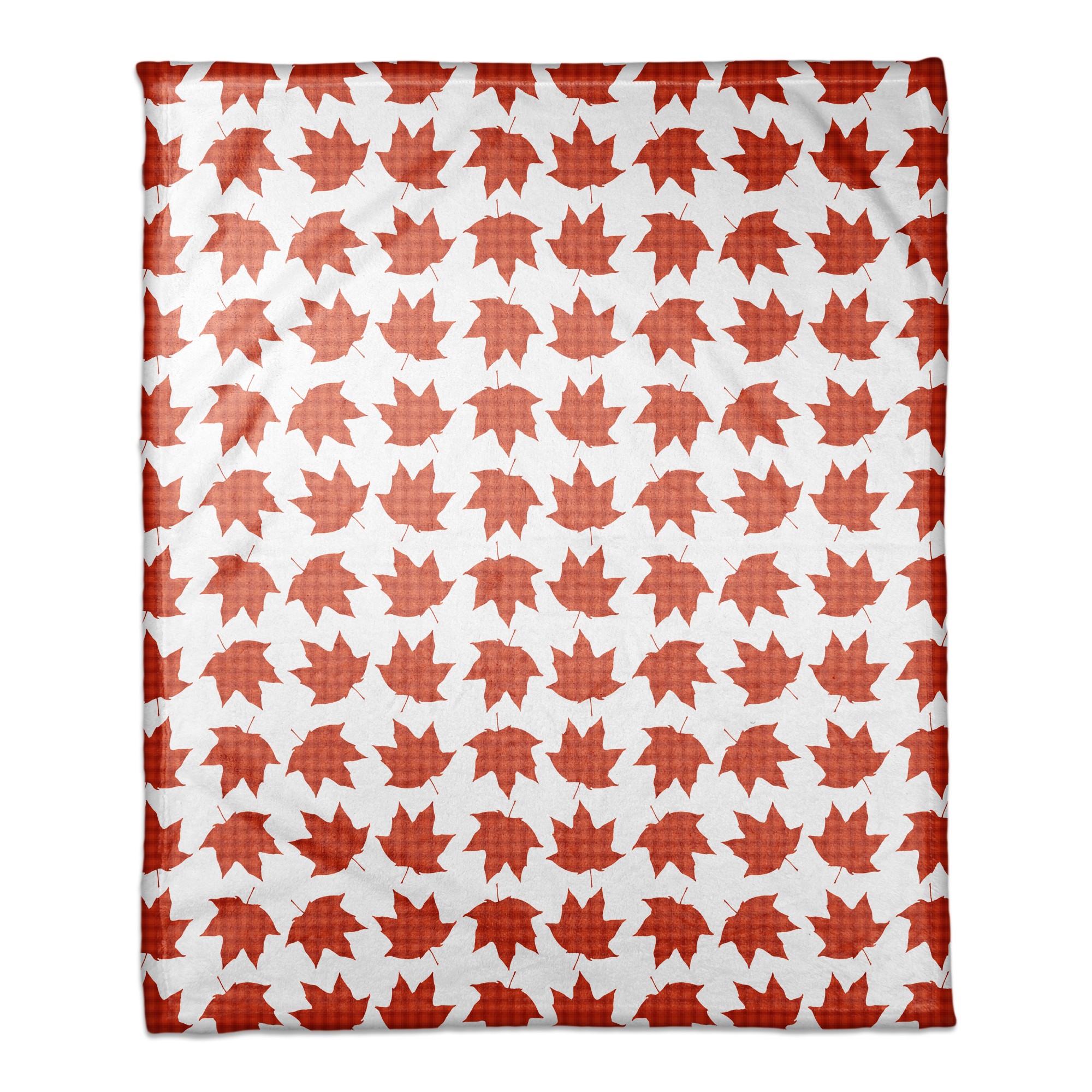 Plaid Fall Leaves 50x60 Coral Fleece Blanket