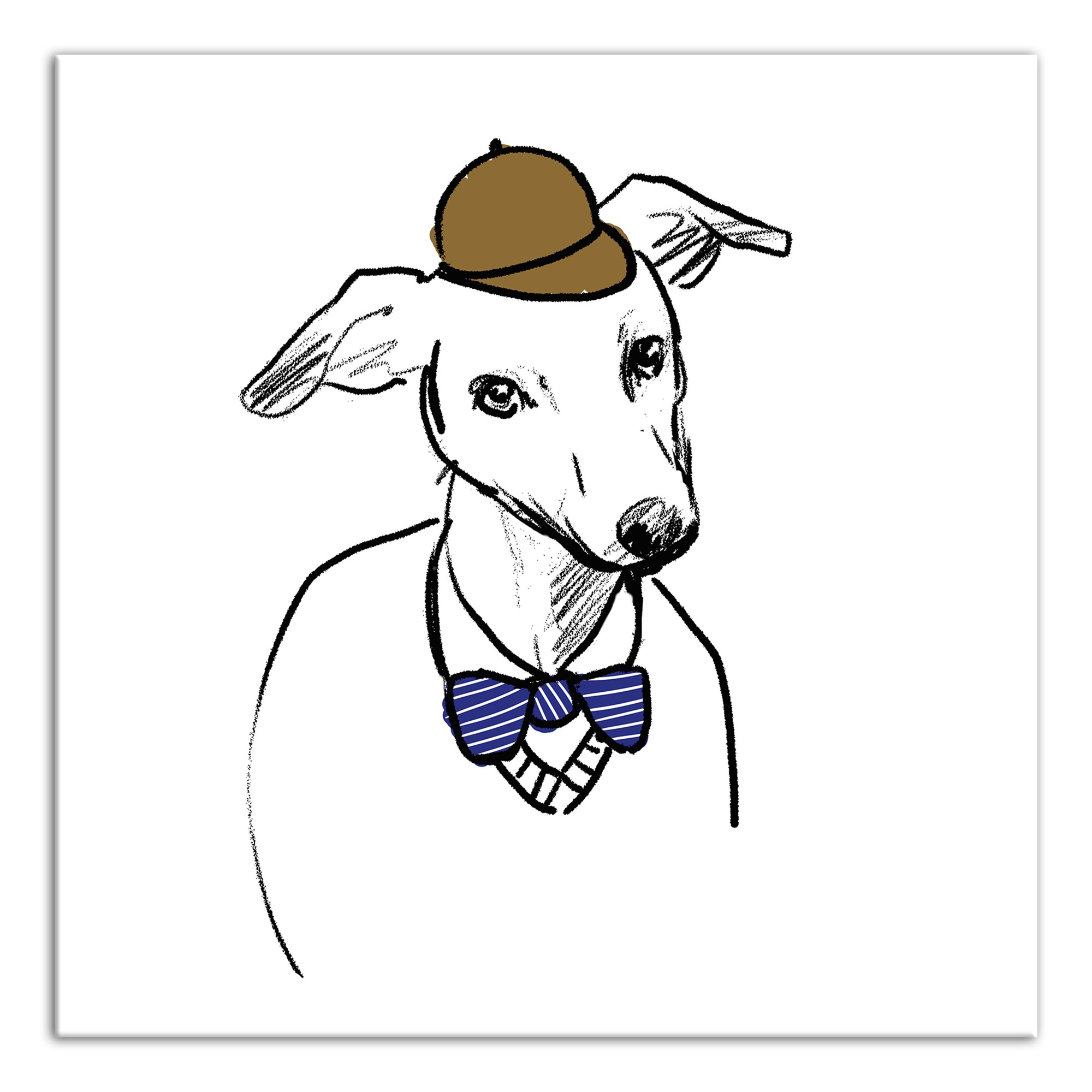 Greyhound With Hat And Bowtie Wall Art