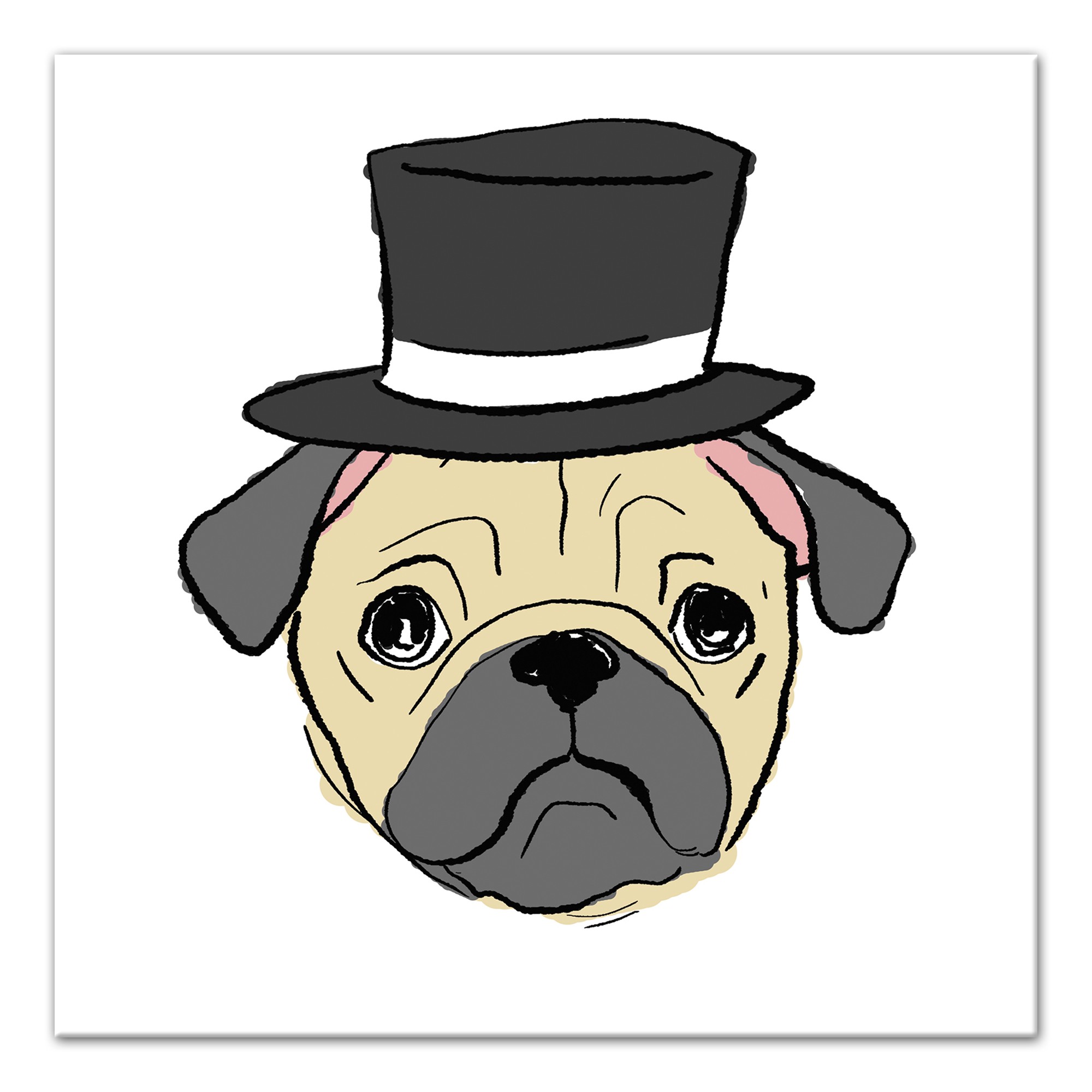 Pug With Top Hat Wall Art