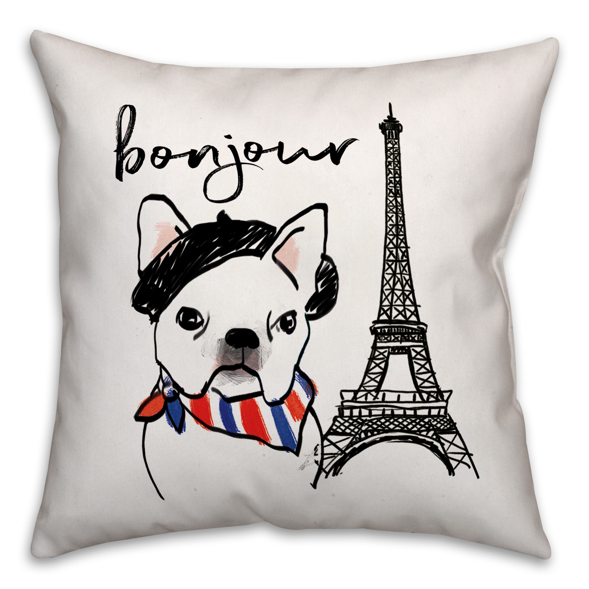 Bonjour Frenchie Dog Pillow Cover