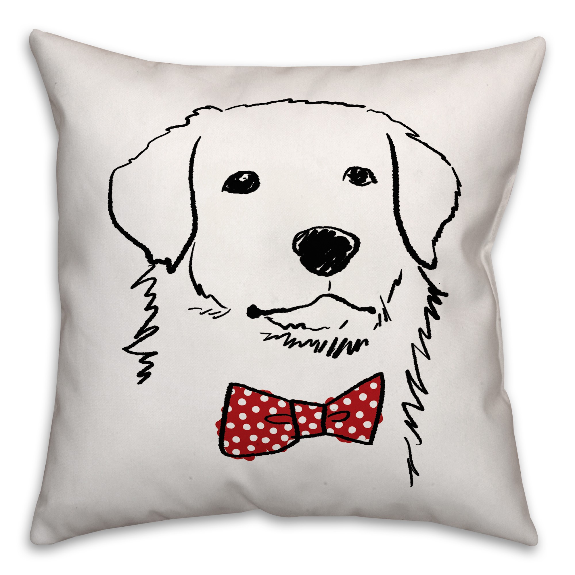 Dog with Polka Dot Bow Tie Pillow Cover