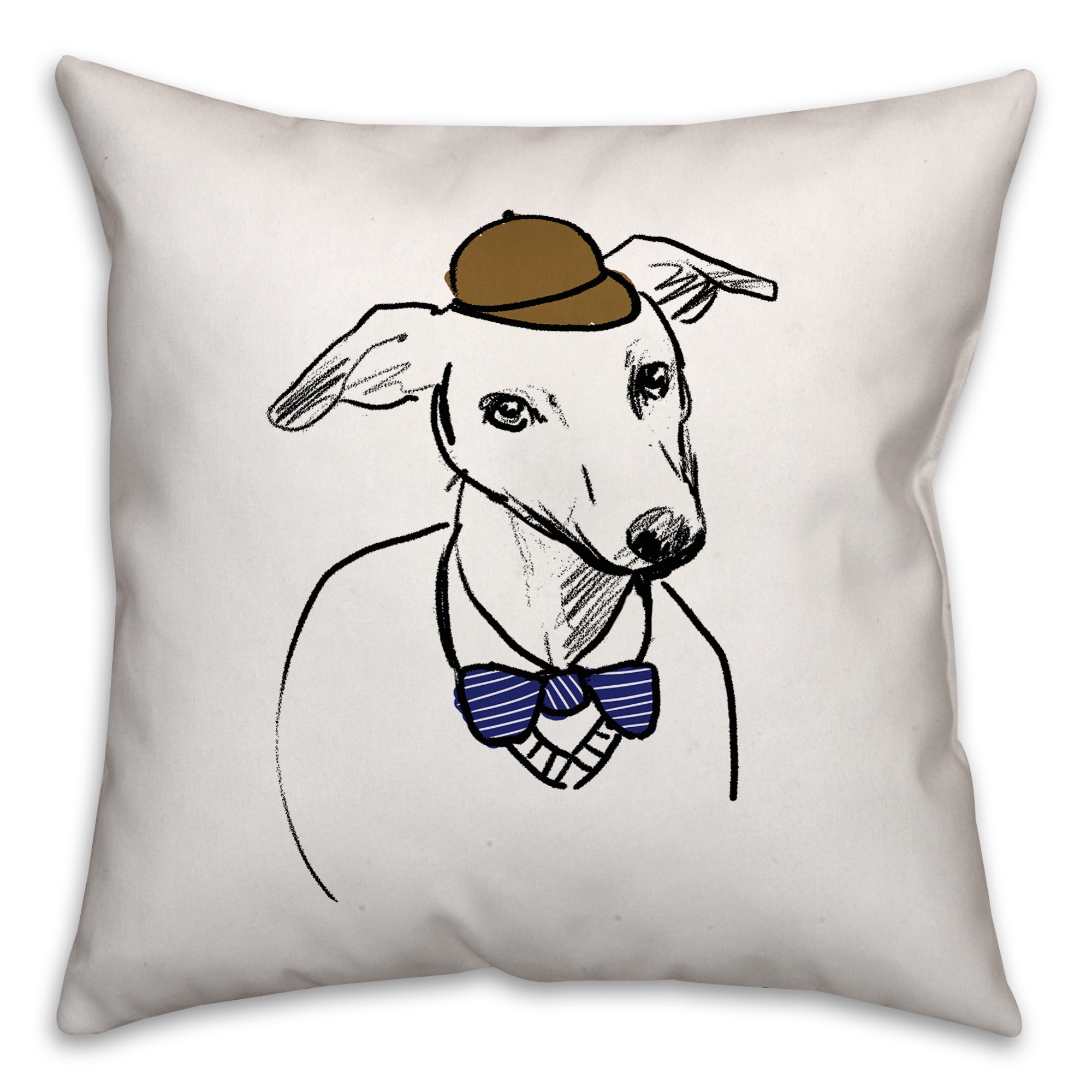 Greyhound with Hat and Bowtie Pillow Cover