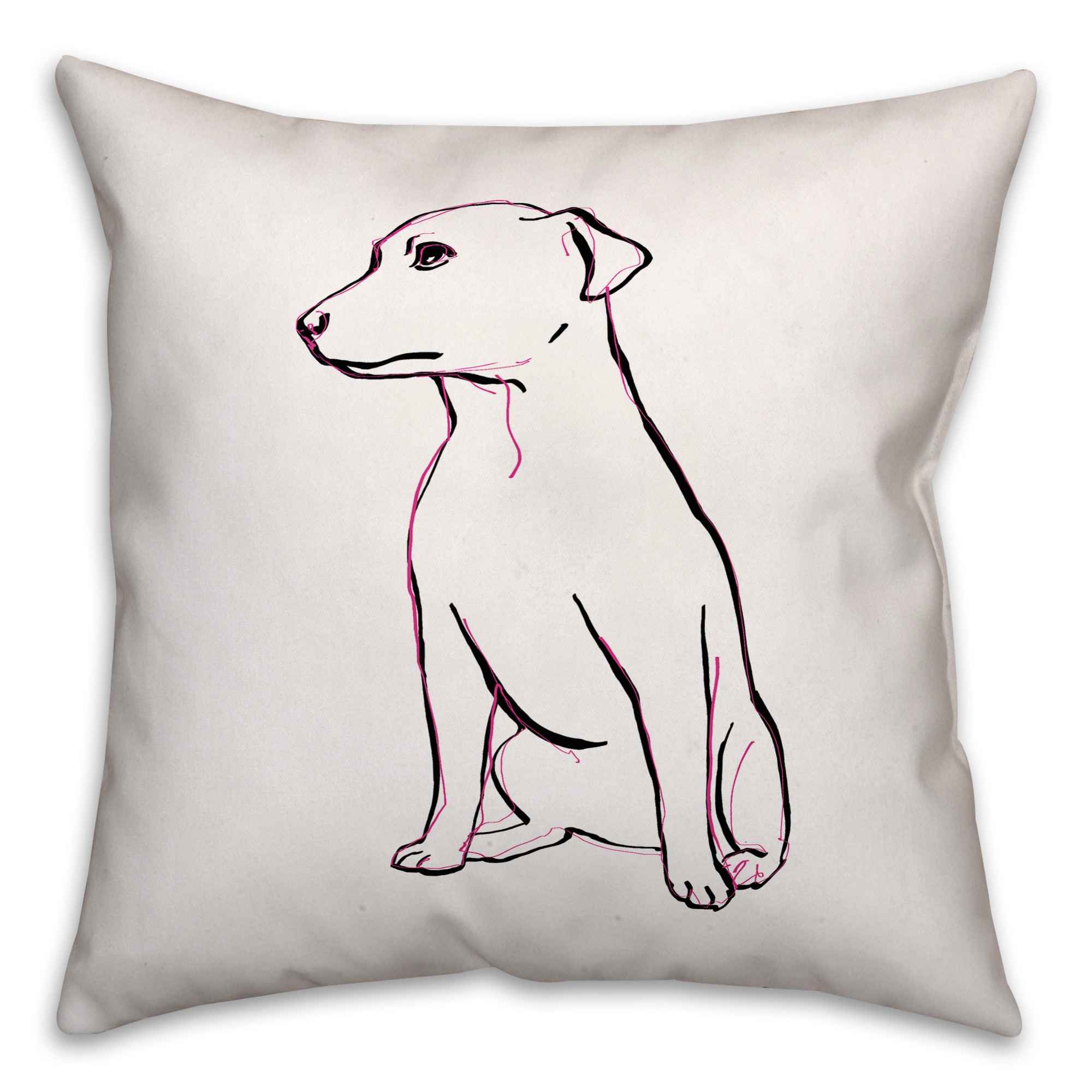 Sitting Pink Pup Pillow Cover