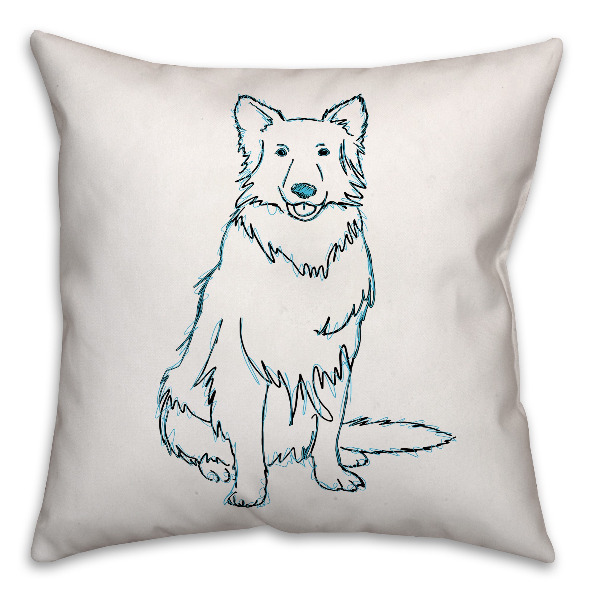 Shaggy Dog Blue Pillow Cover