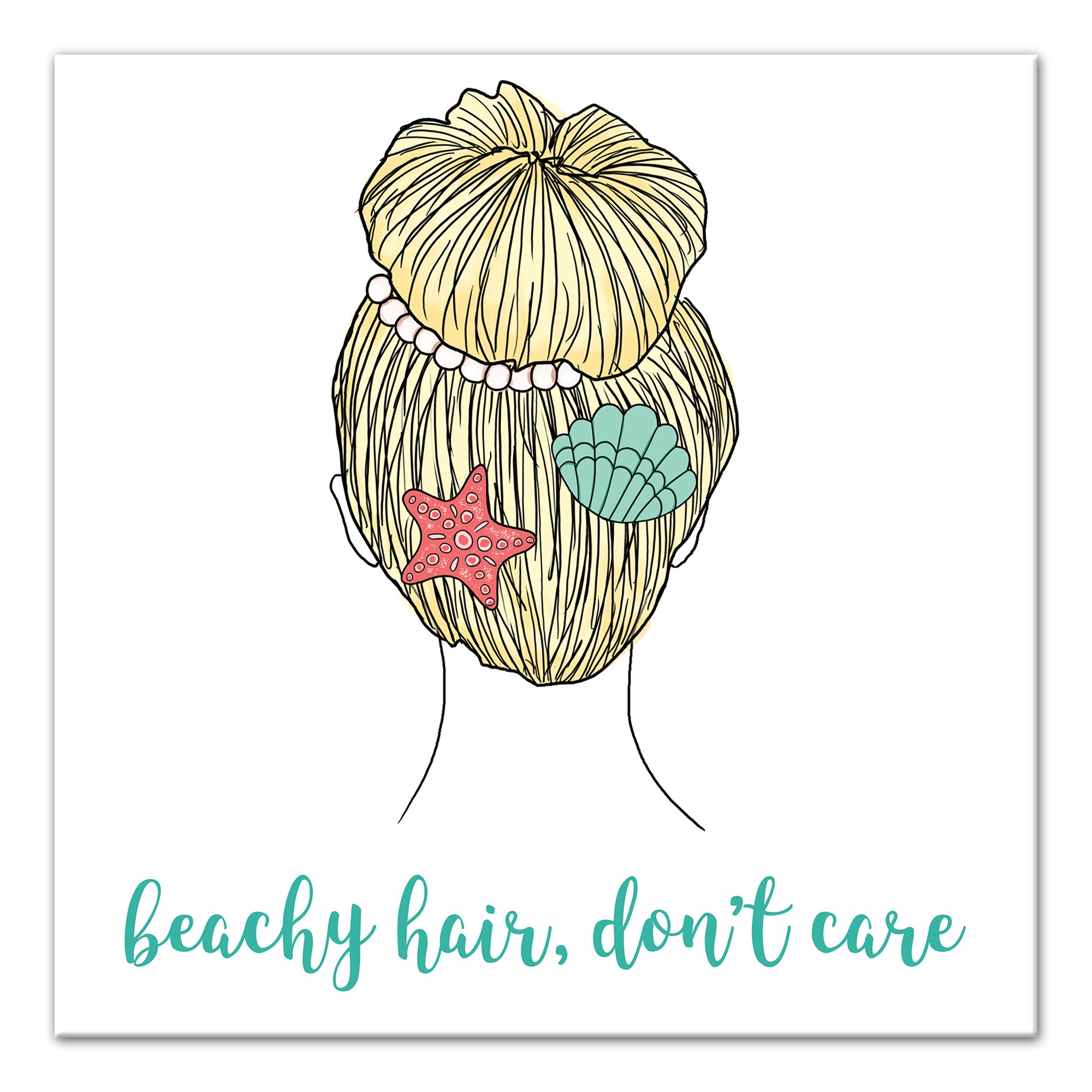 Beachy Hair Don't Care 12x12 Canvas Wall Art