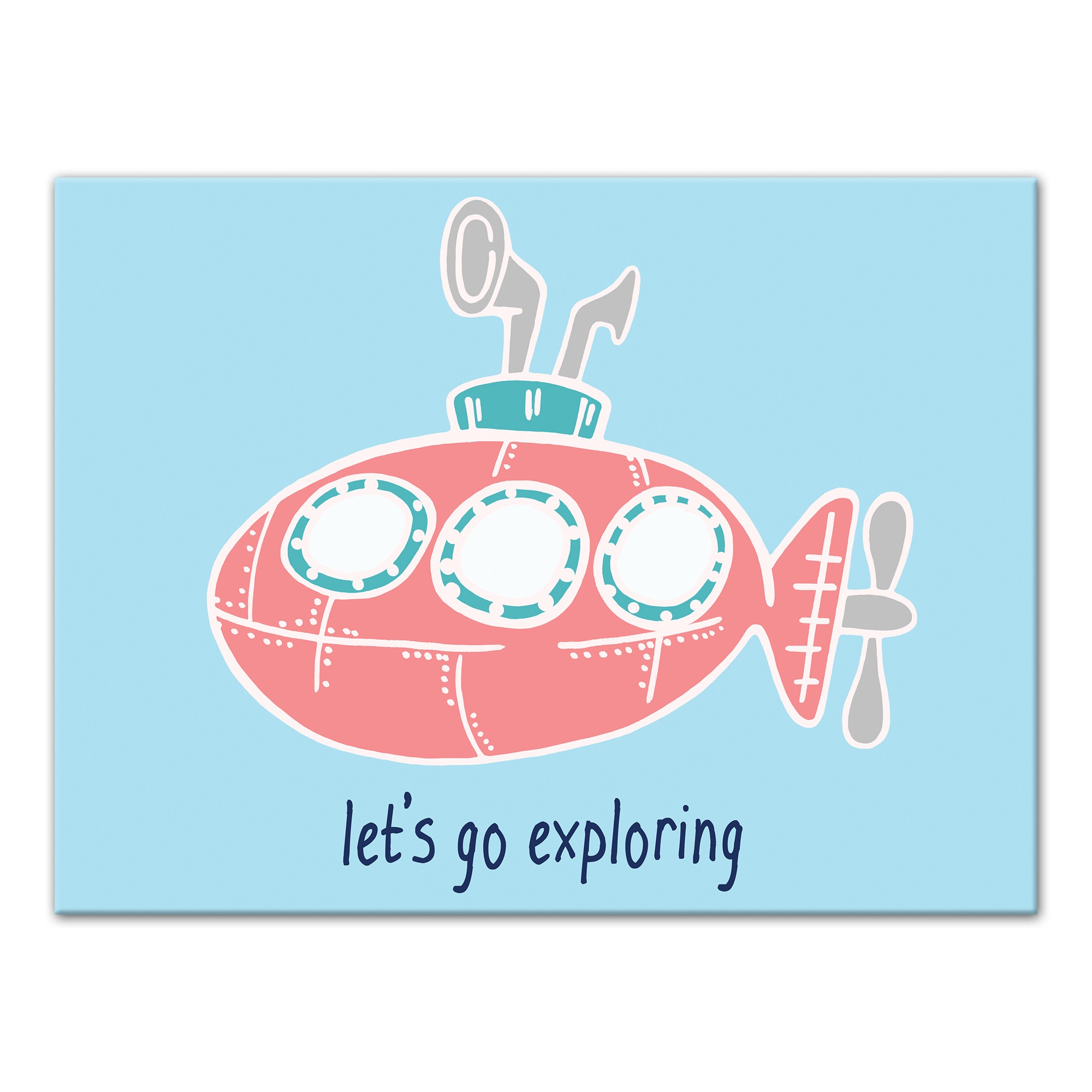 Let's Go Exploring Submarine 12x16 Canvas Wall Art