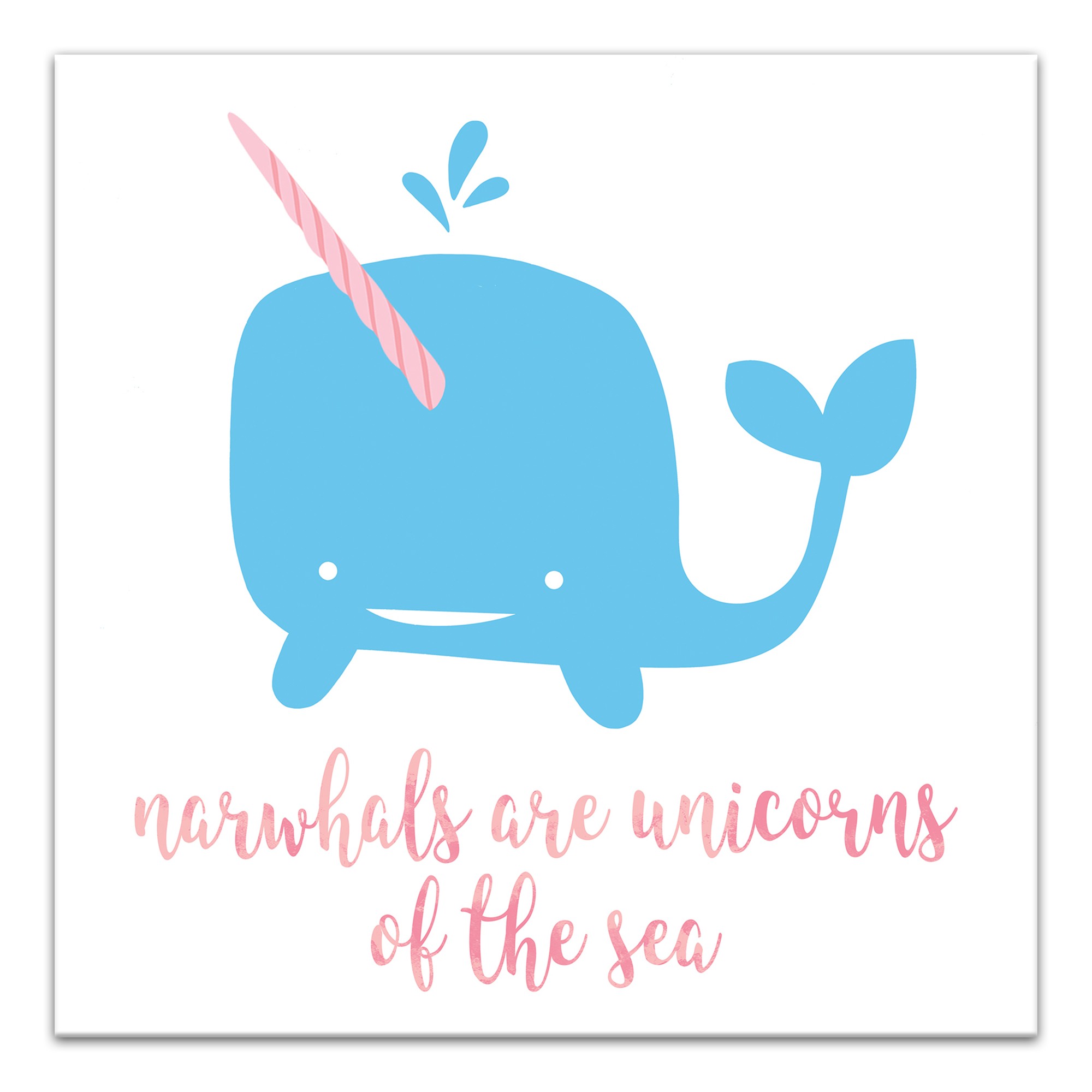 Narwhals Unicorns of the Sea 12x12 Canvas Wall Art