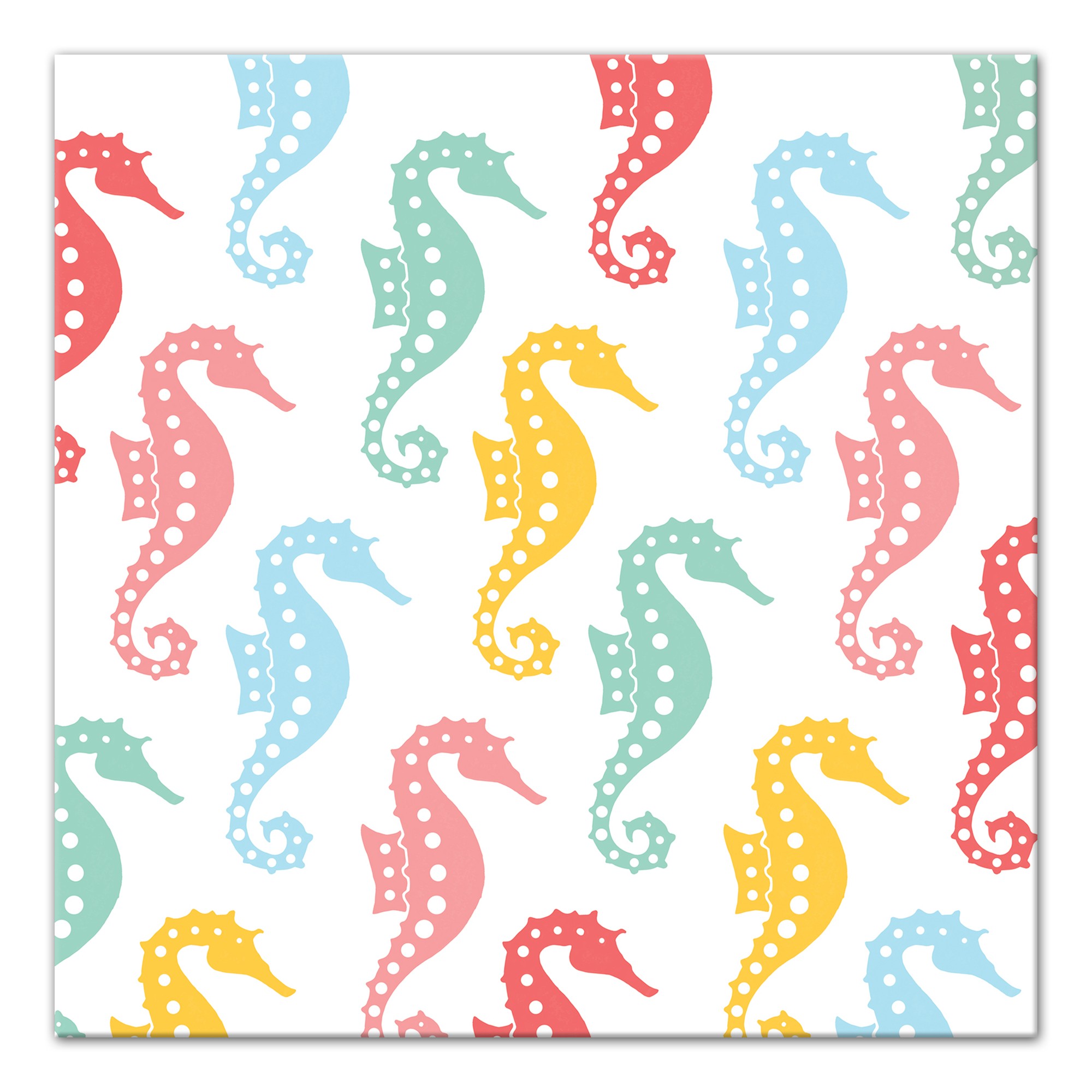 Colorful Seahorses 12x12 Canvas Wall Art