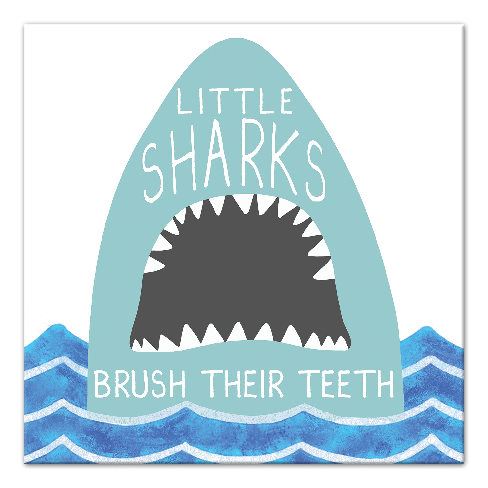 Little Sharks Bursh Teeth 12x12 Canvas Wall Art