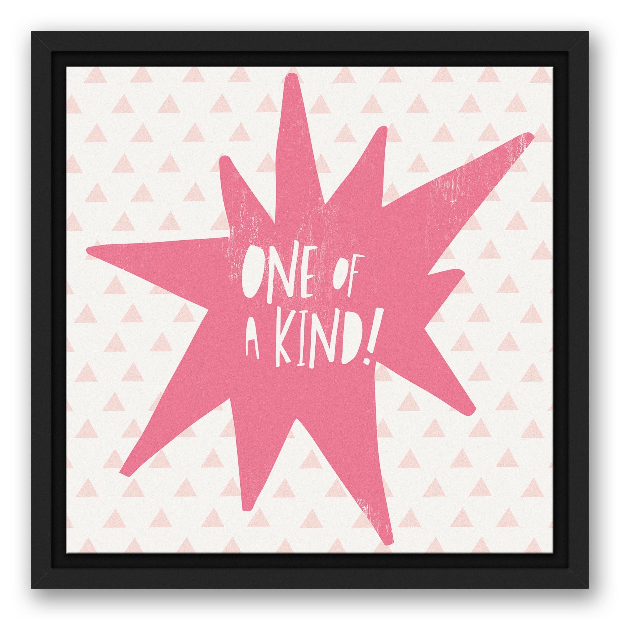 One of a Kind Pink Design 12x12 Black Floating Framed Canvas
