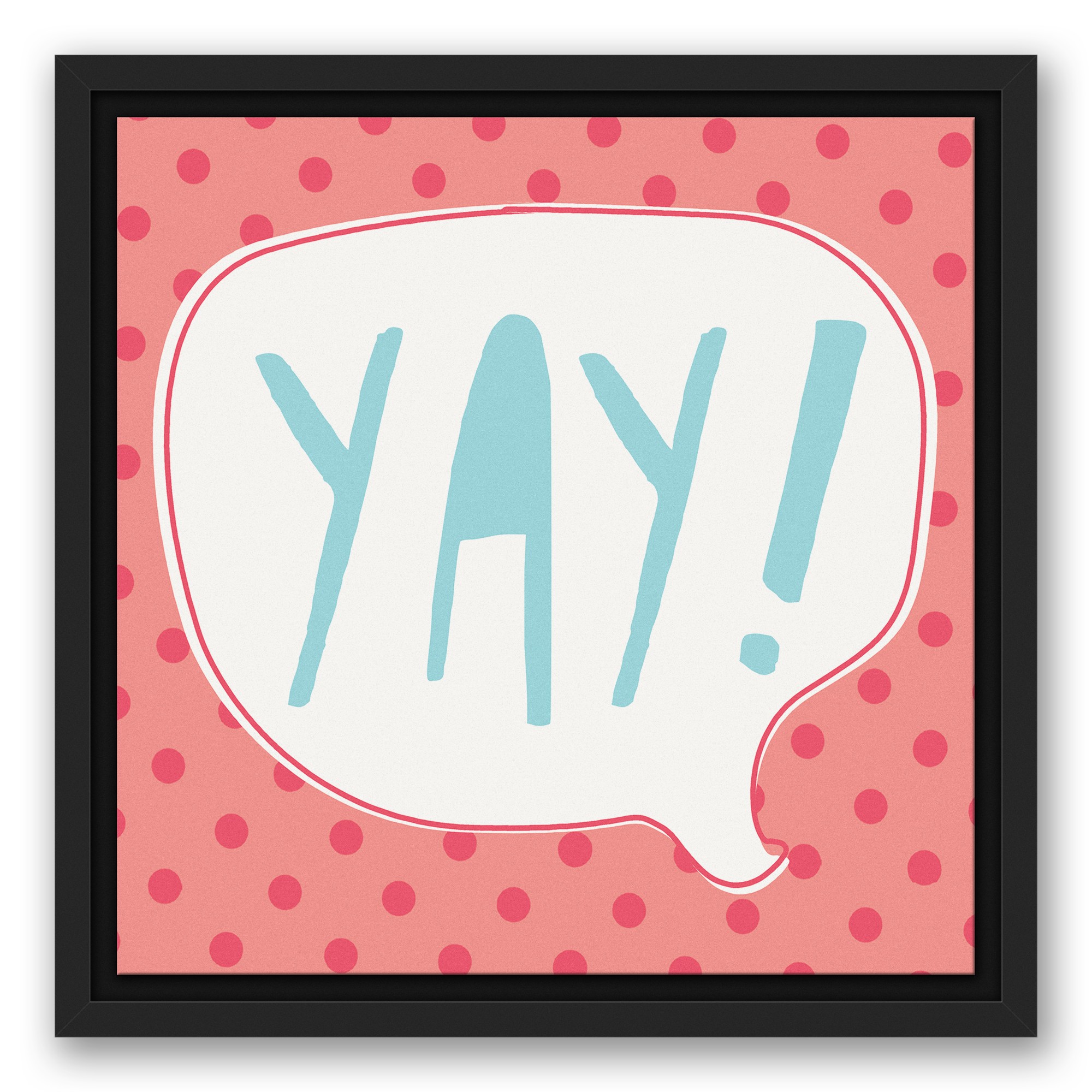 Blue and Pink Yay Design 12x12 Black Floating Framed Canvas
